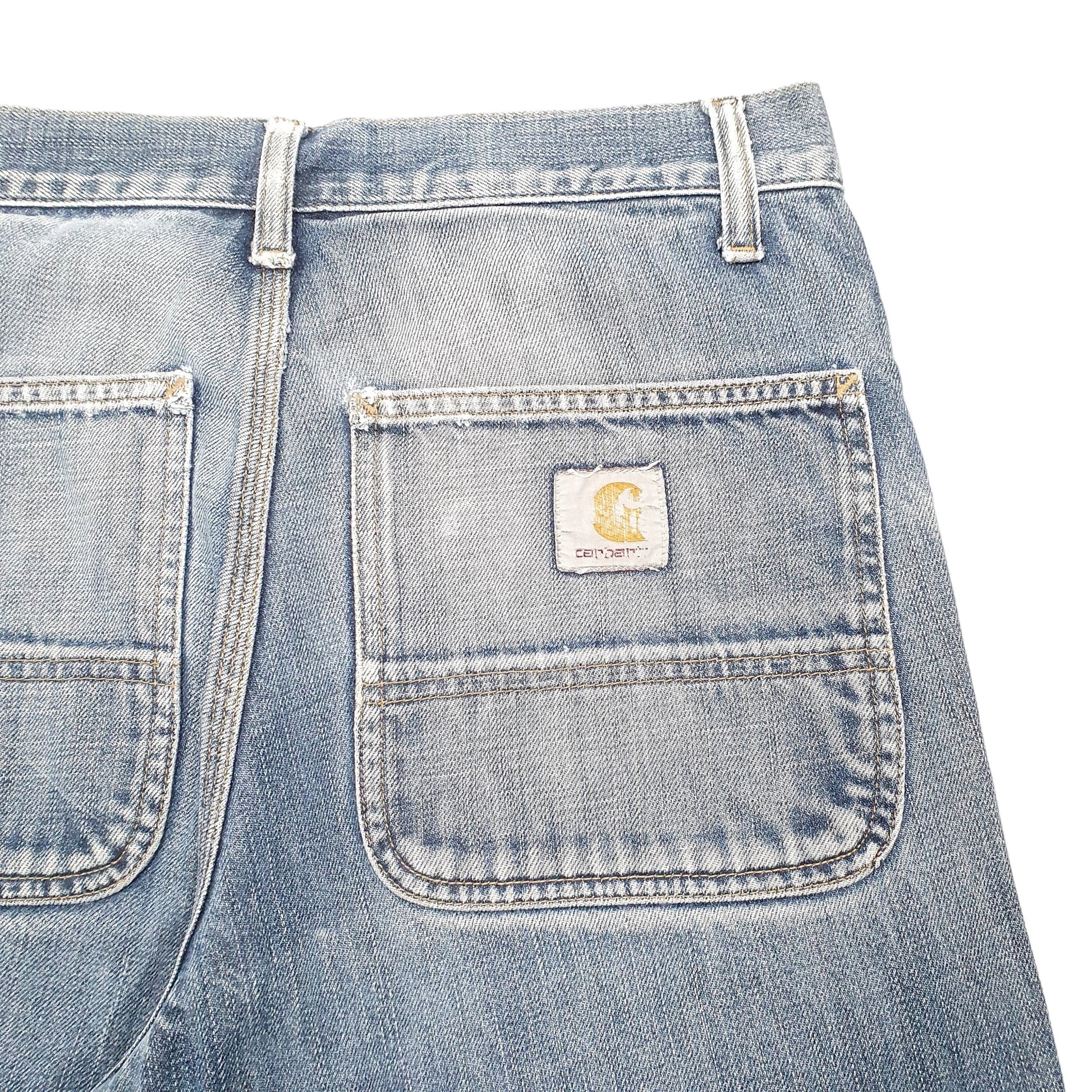 Mens Blue Carhartt Carpenter Cut Offs Denim Shorts