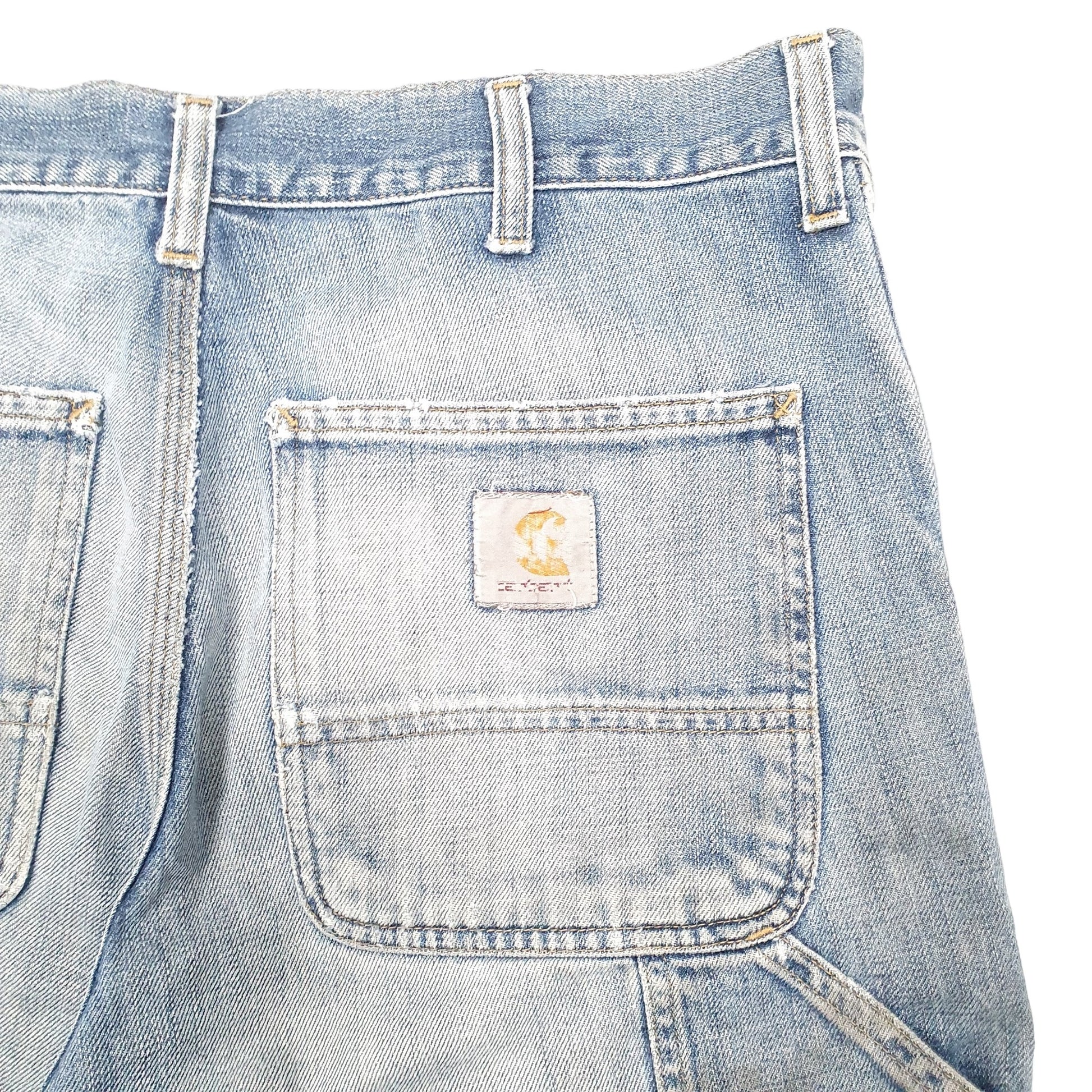 Mens Blue Carhartt Carpenter Cut Offs Denim Shorts