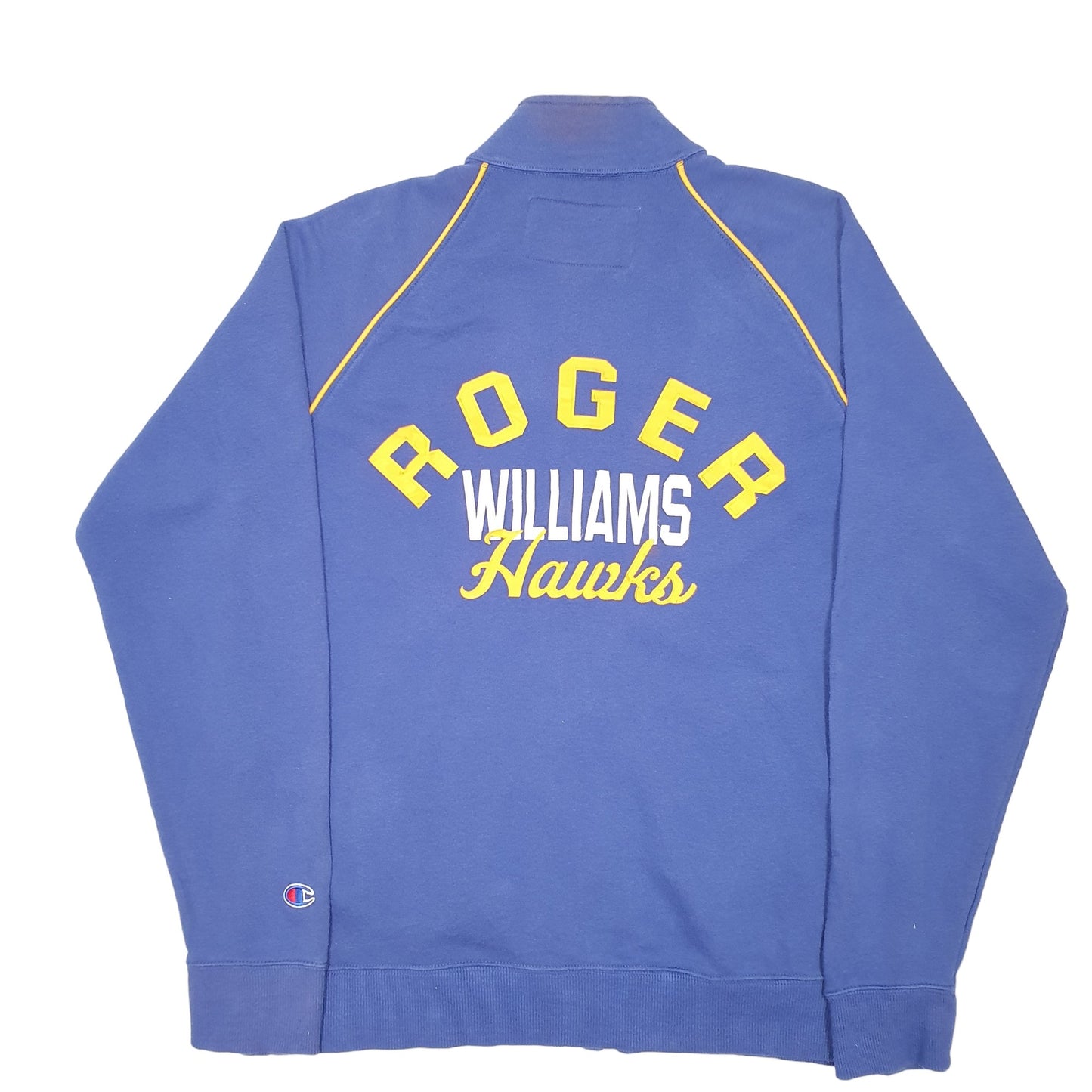 Mens Blue Champion Sweatshirt Roger Williams University Hawks Soccer Full Zip Jumper