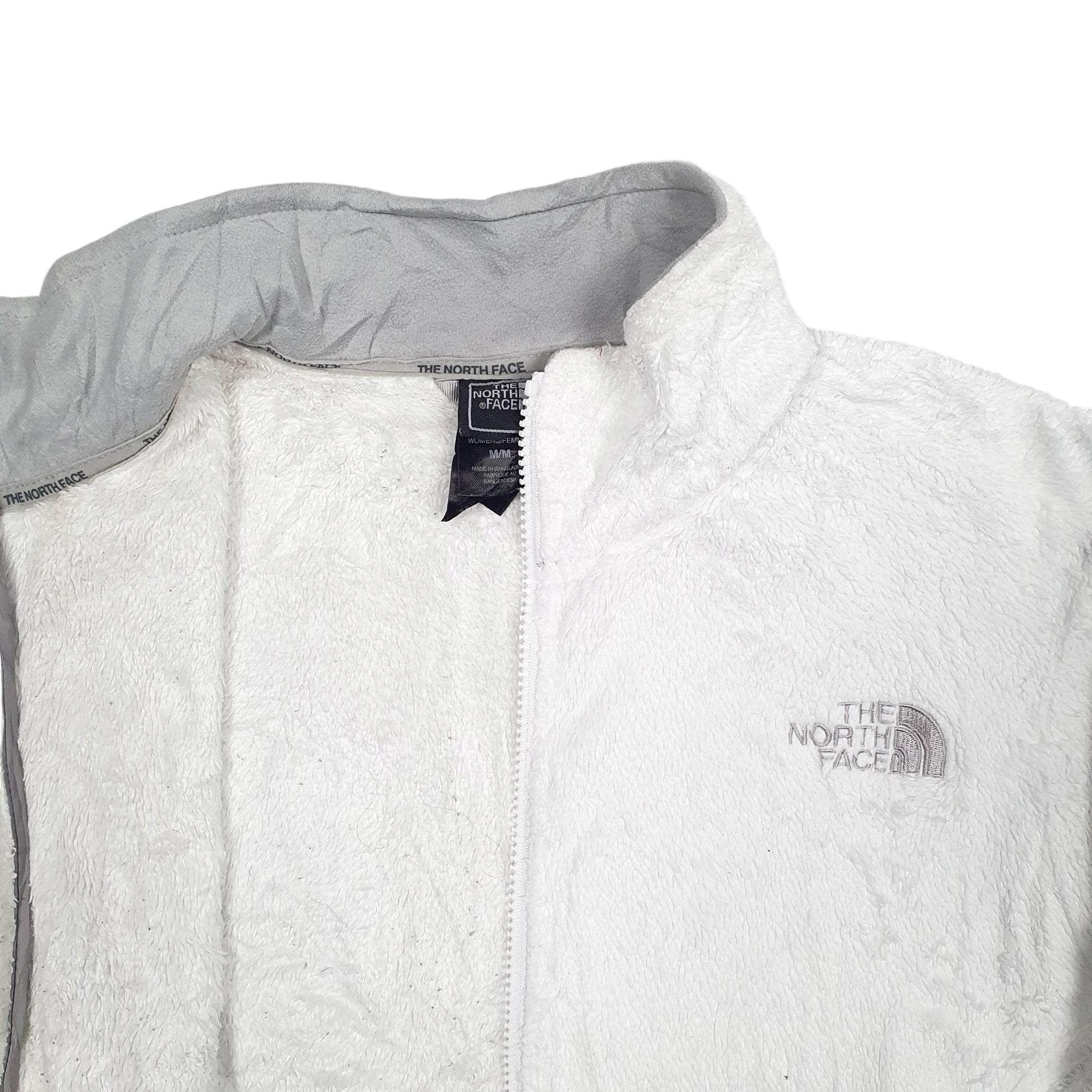 Womens White The North Face Fluffy Full Zip Jumper