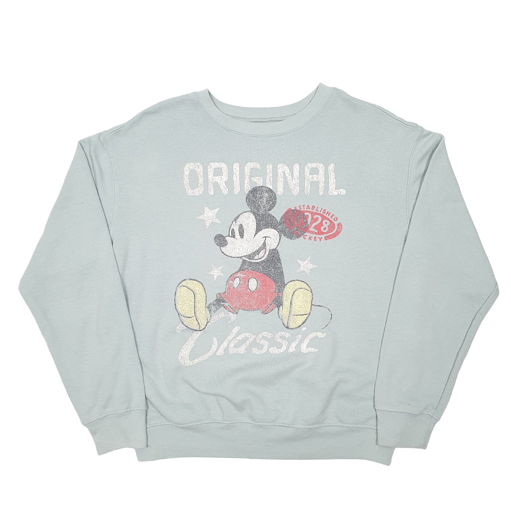 Mens Green Disney Mickey Mouse Classic Original Crewneck Jumper