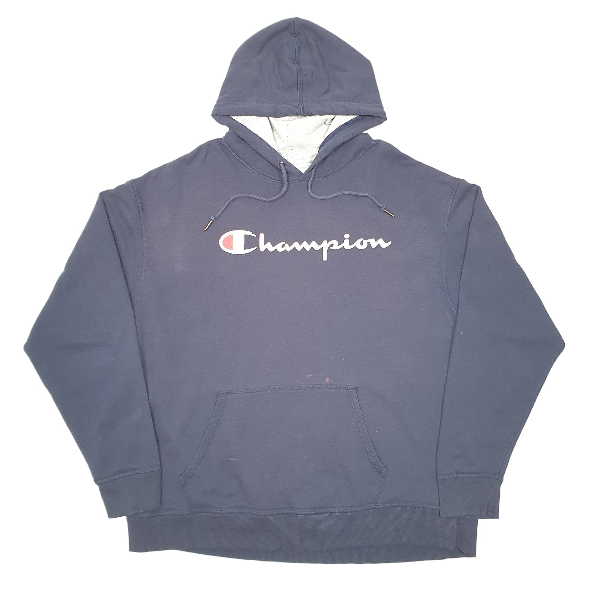 Mens Navy Champion Script Hoodie Jumper