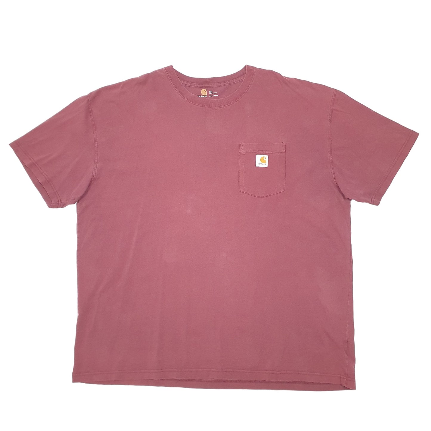 Mens Burgundy Carhartt Pocket Workwear Short Sleeve T Shirt