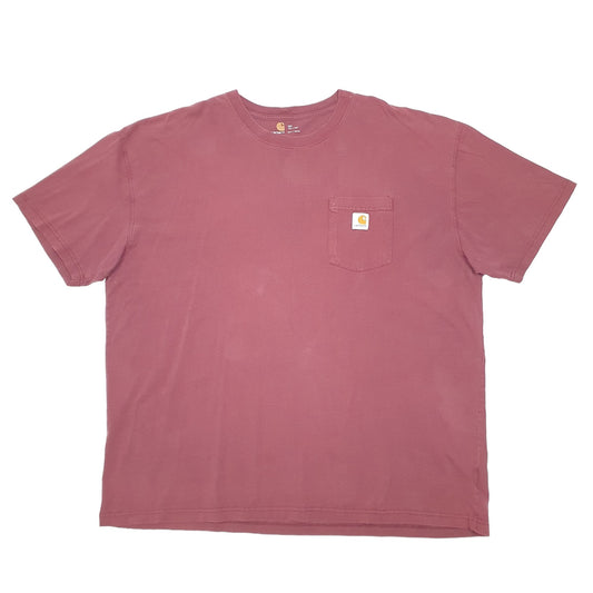Mens Burgundy Carhartt Pocket Workwear Short Sleeve T Shirt