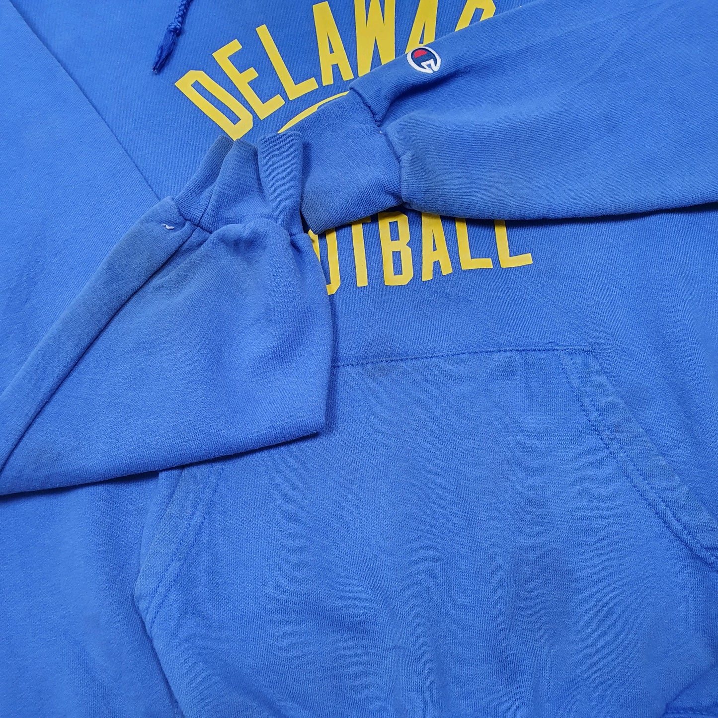 Mens Blue Champion Delaware Football Blue Hens Hoodie Jumper