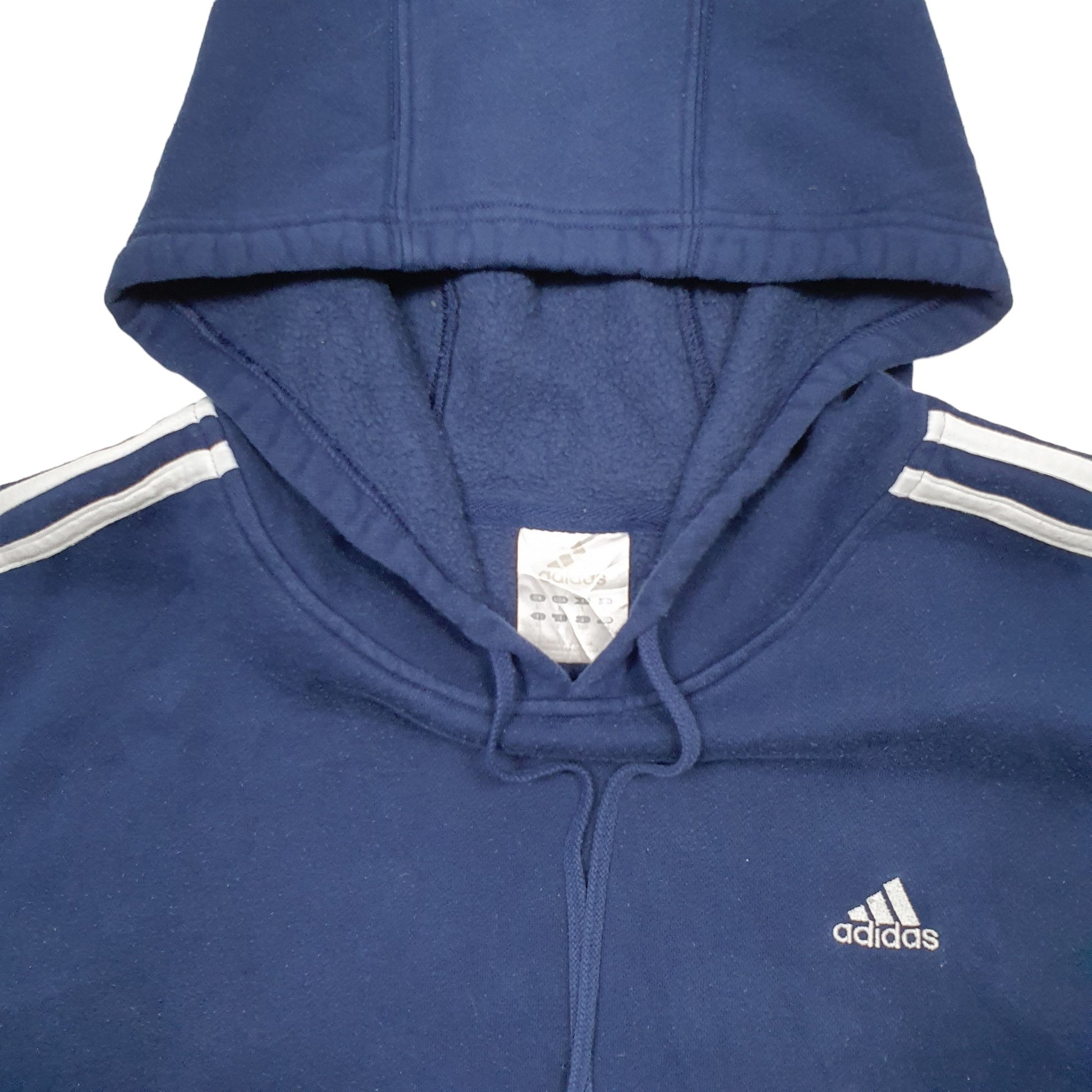 Mens Navy Adidas Three Stripe Hoodie Jumper