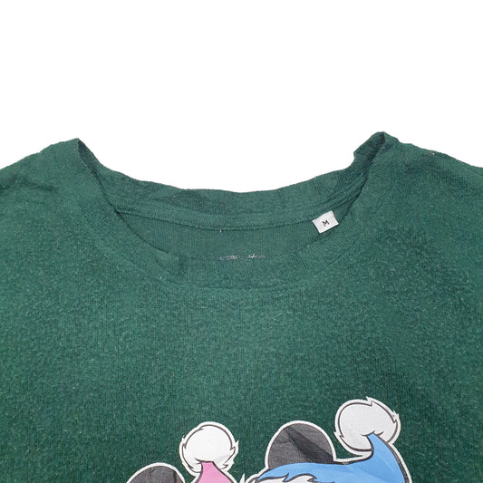 Mens Green Disney Mickey Mouse Minnie Ice Skating Crewneck Jumper