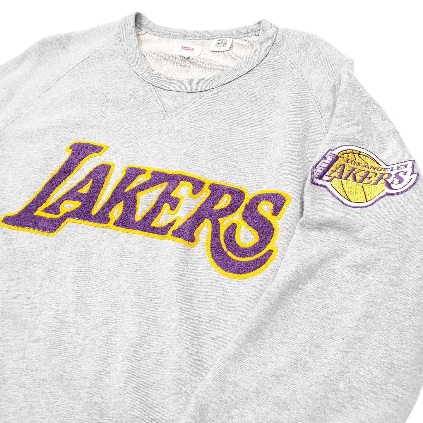 Mens Grey Levis NBA Lakers Basketball Crewneck Jumper