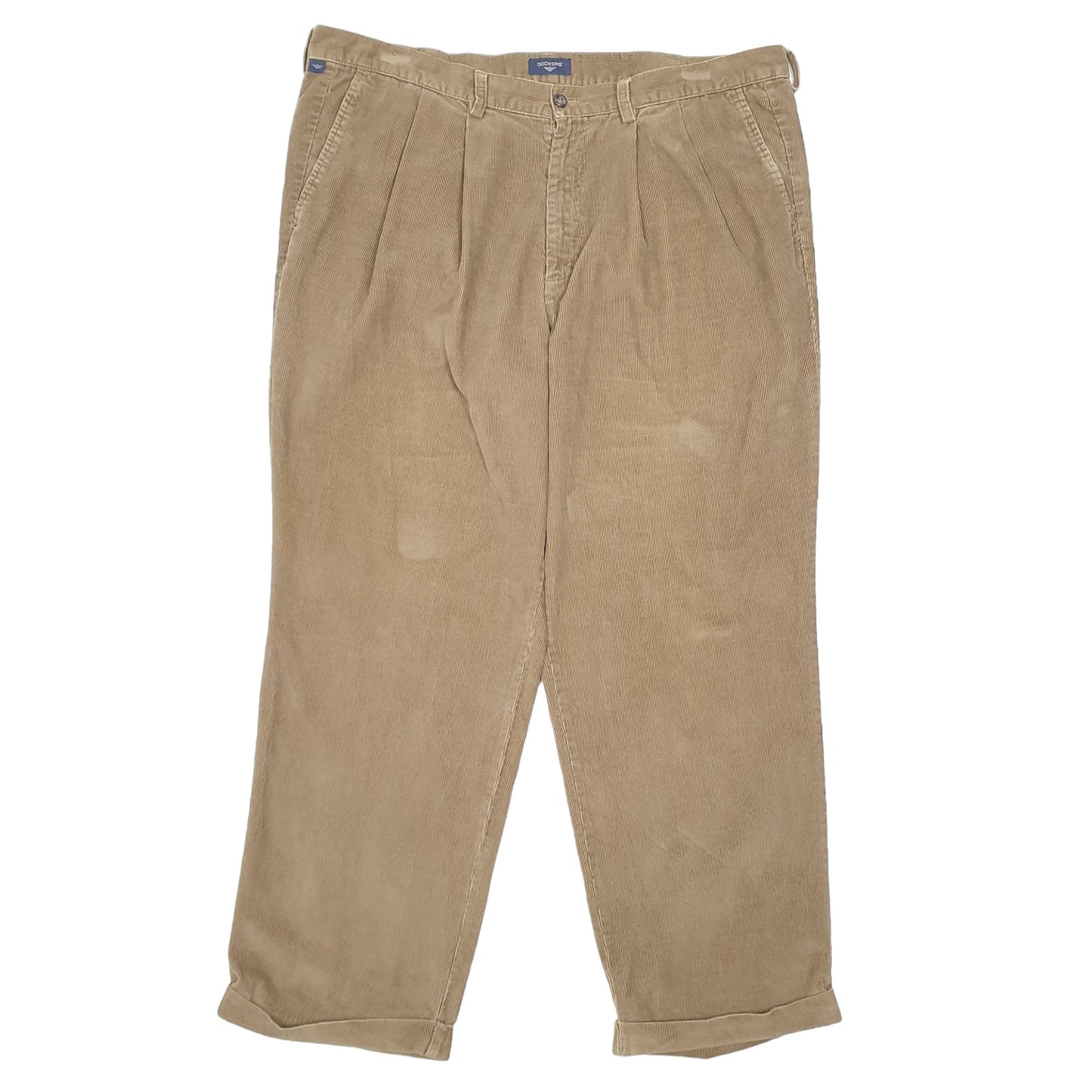 Mens Brown Dockers Double Pleated Corduroy Trousers