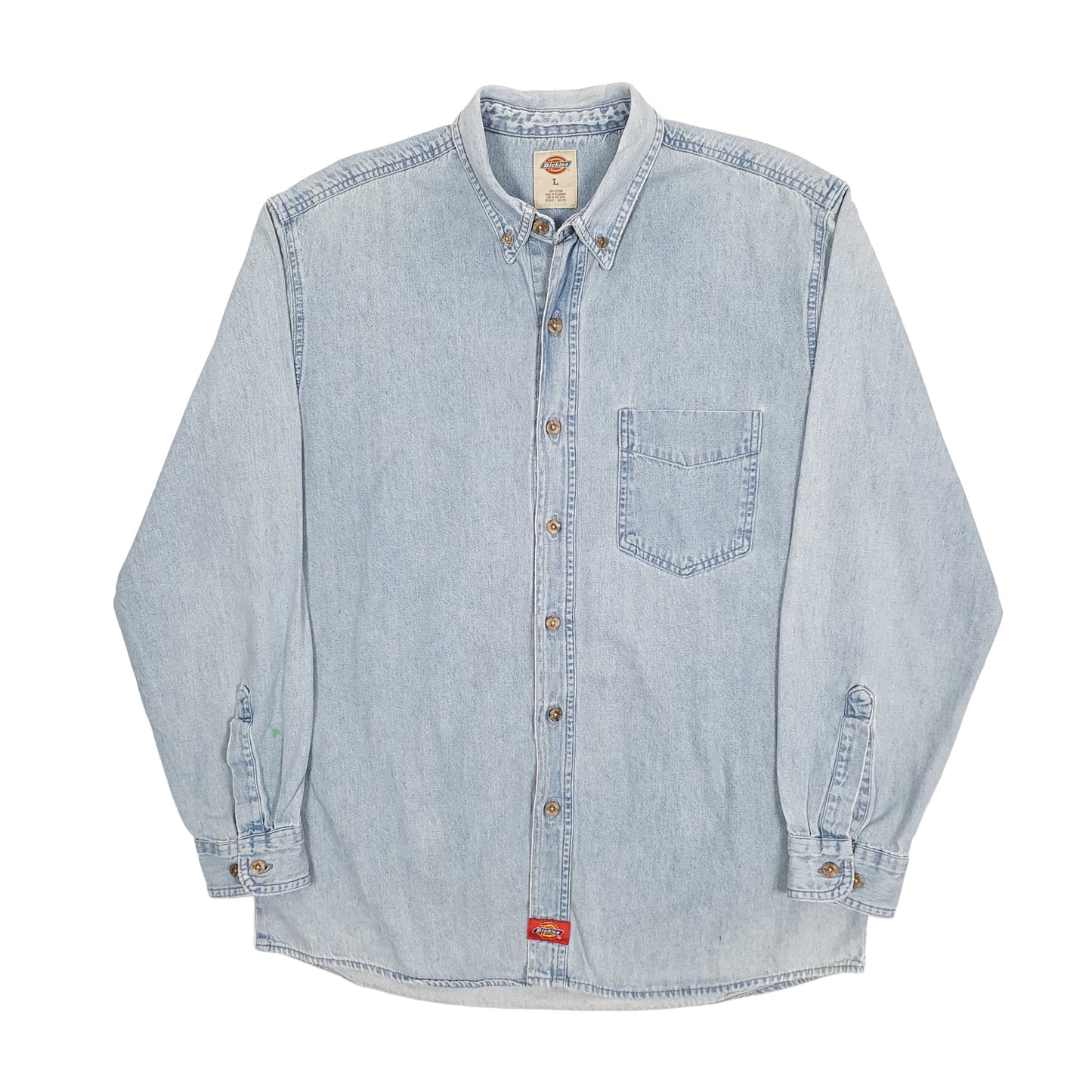 Mens Blue Dickies Workwear Denim Overshirt Long Sleeve Shirt