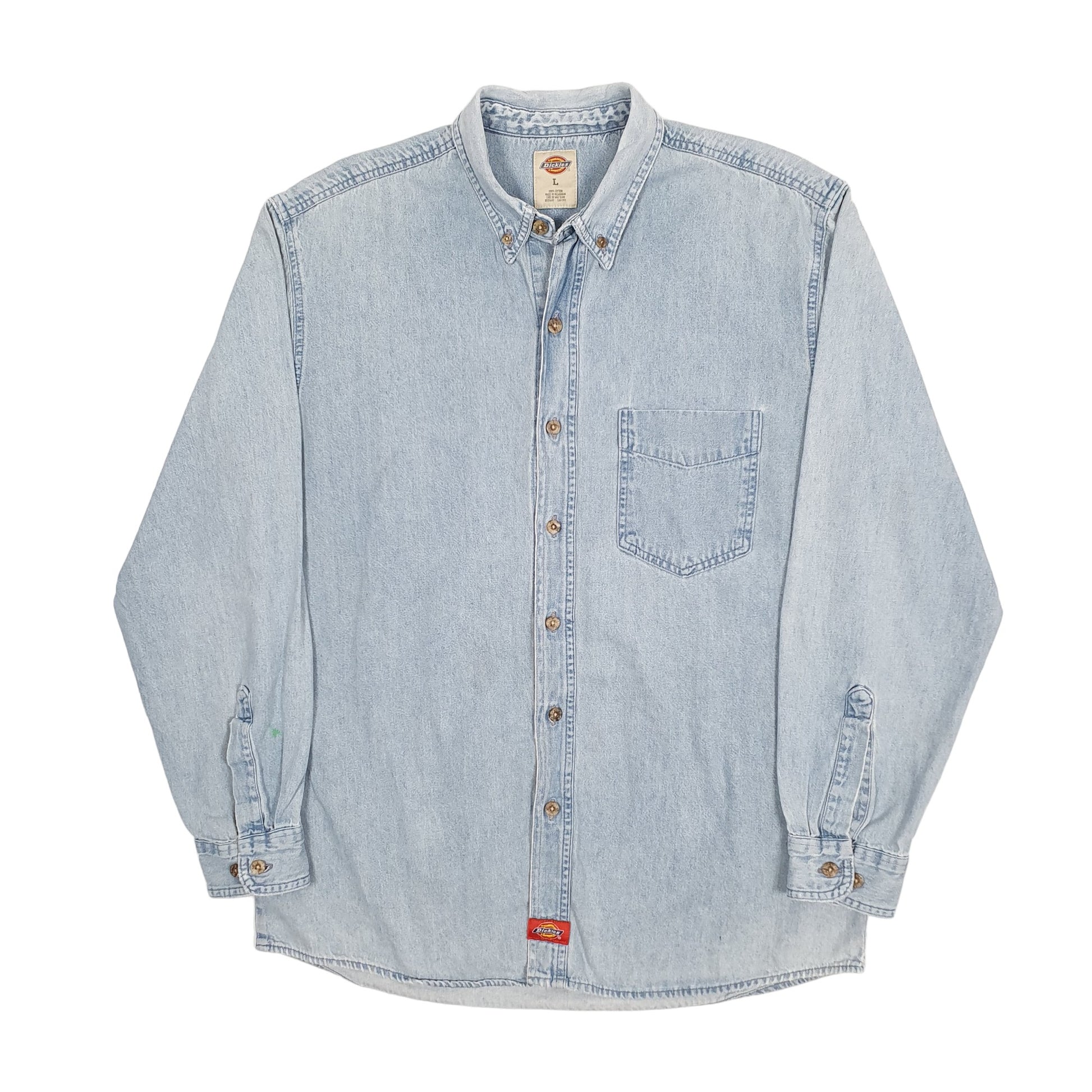 Mens Blue Dickies Workwear Denim Overshirt Long Sleeve Shirt