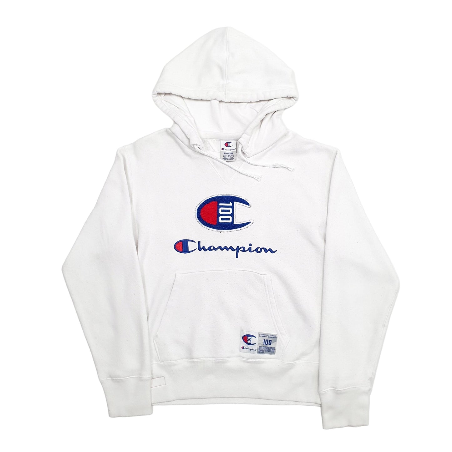 Mens White Champion  Hoodie Jumper