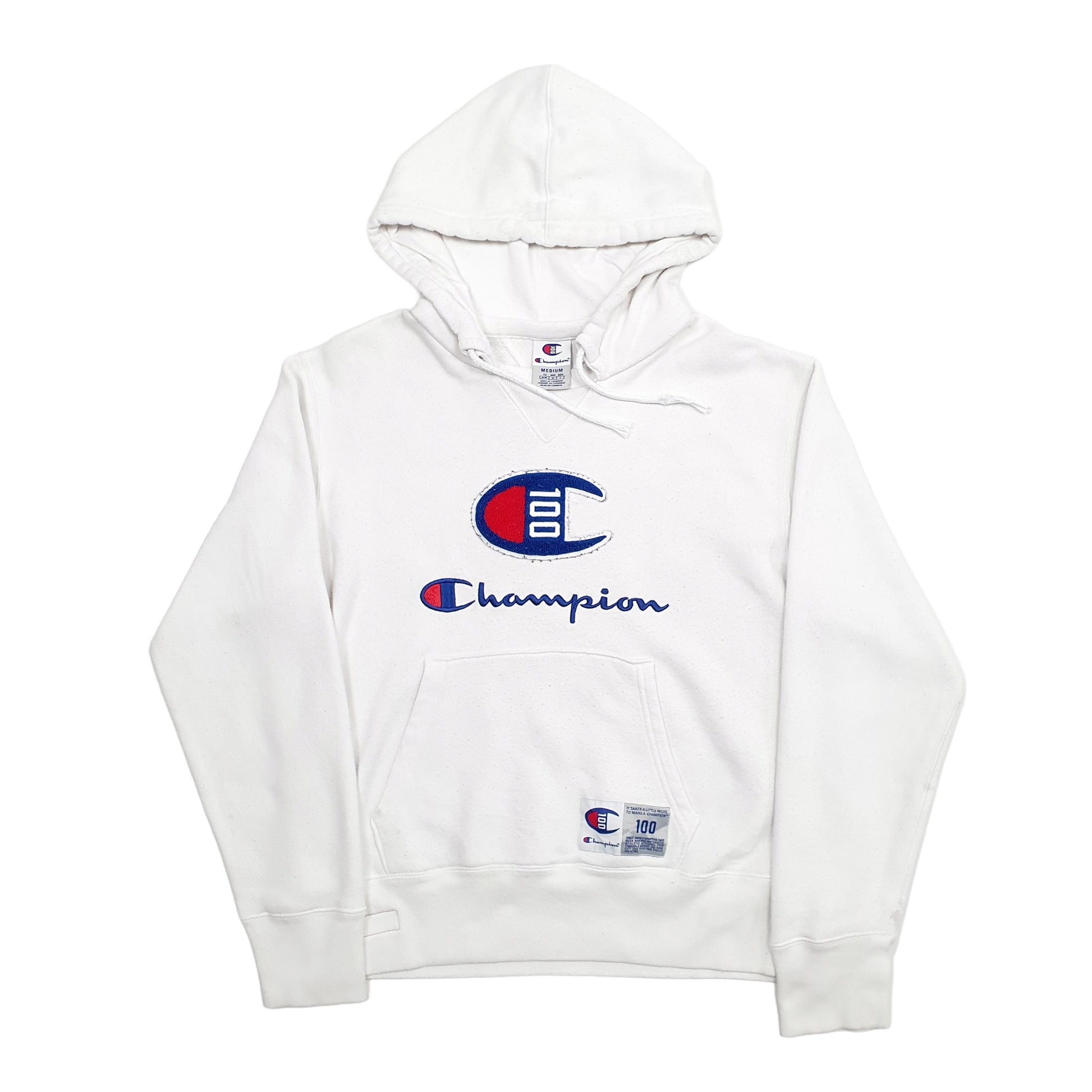 Mens White Champion  Hoodie Jumper