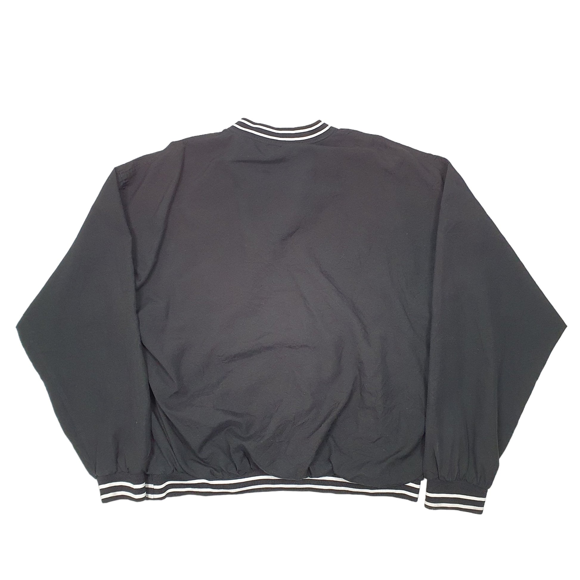 Mens Black Reebok Active Smock Coastal Baseball USA Vintage V Neck Jumper