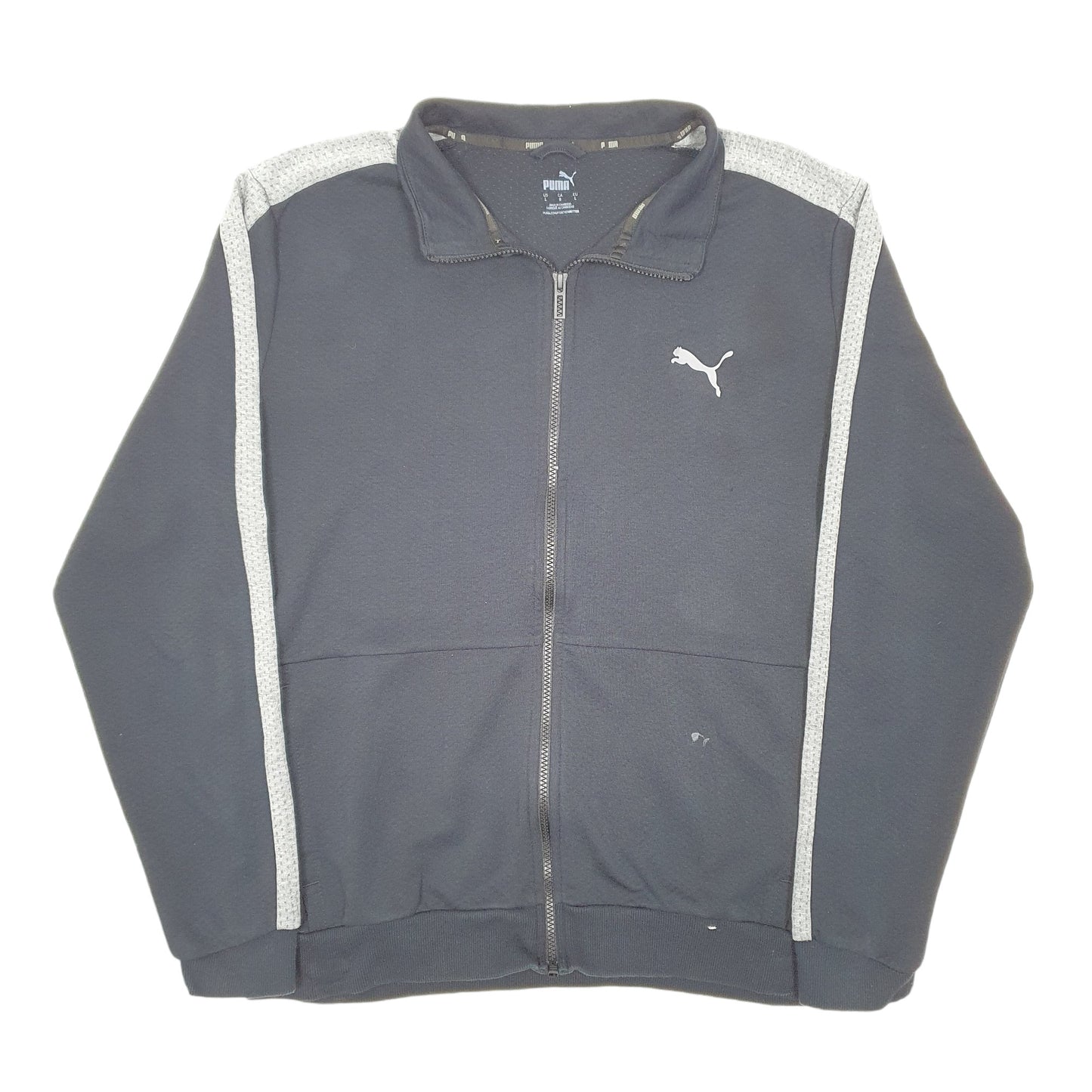 Mens Black Puma Active Top Gym Running Full Zip Jumper