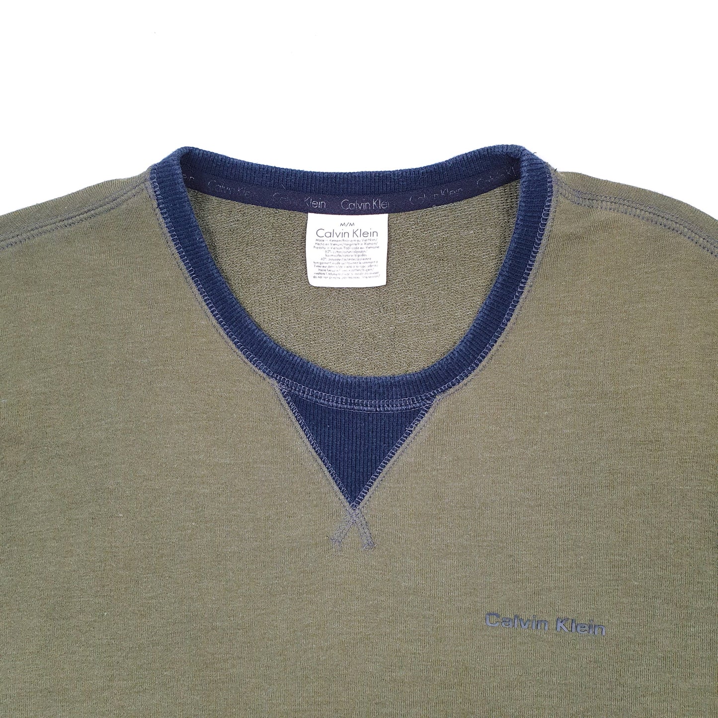 Mens Green Calvin Klein Lightweight Crewneck Jumper