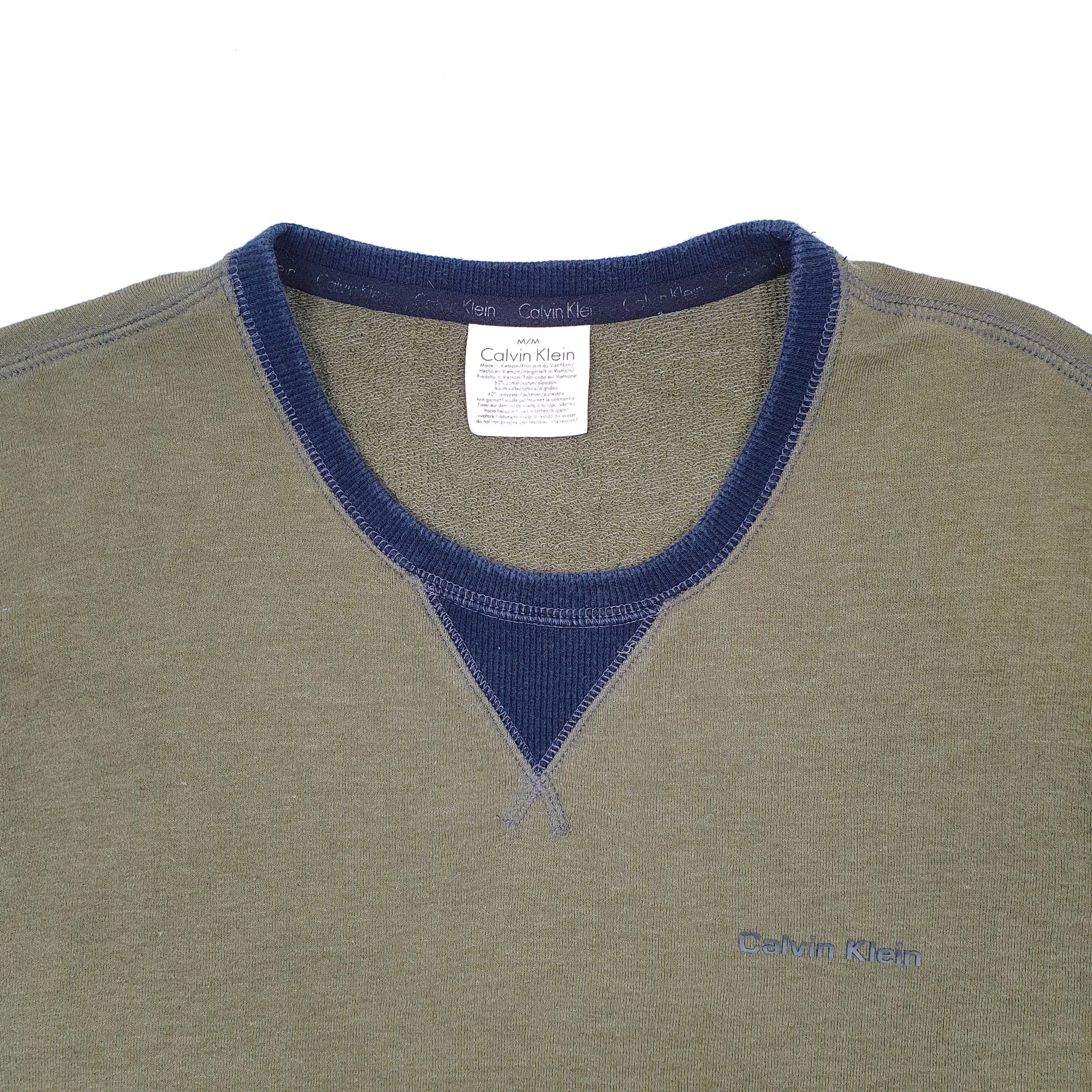 Mens Green Calvin Klein Lightweight Crewneck Jumper