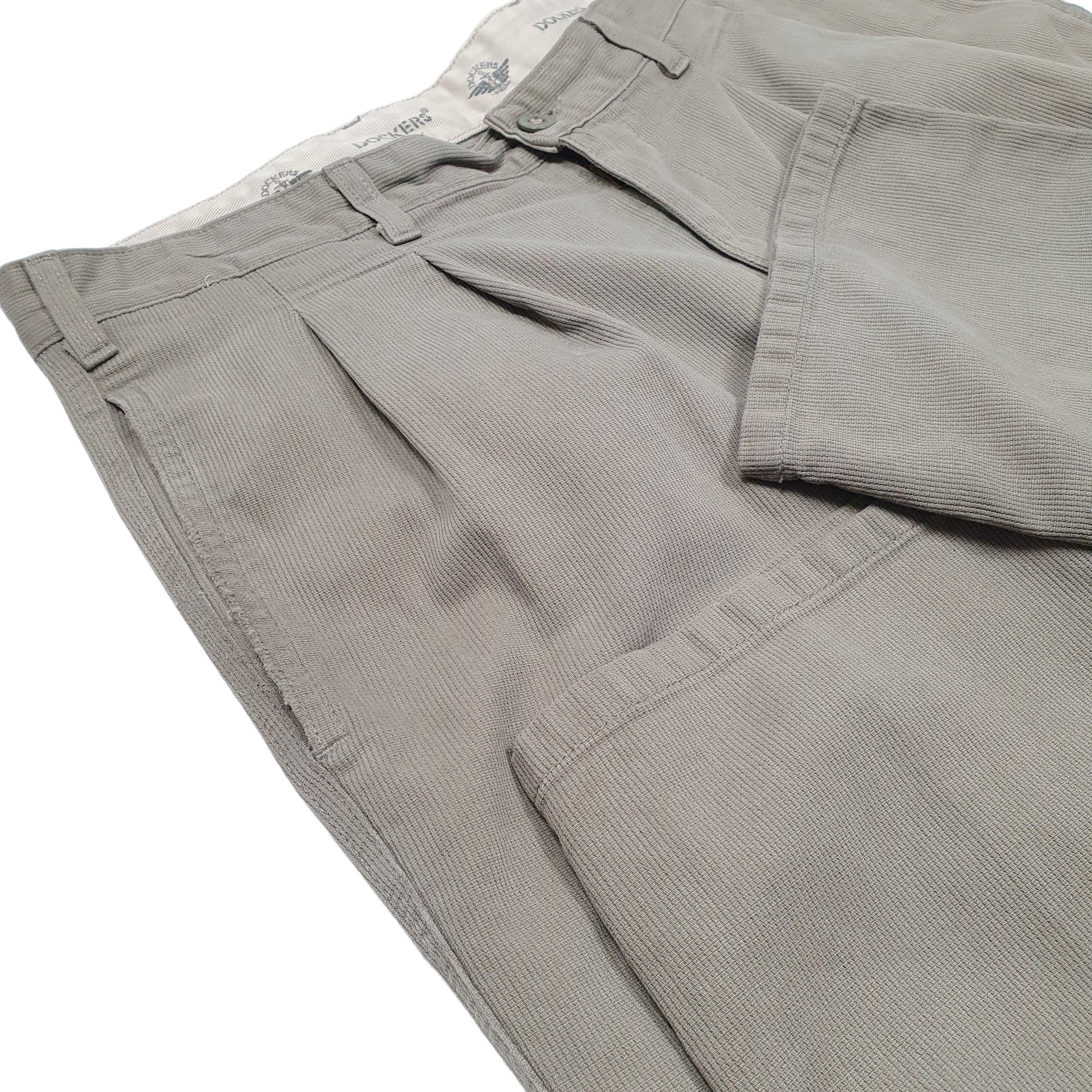 Mens Beige Dockers Light Weight Double Pleated Corduroy Trousers