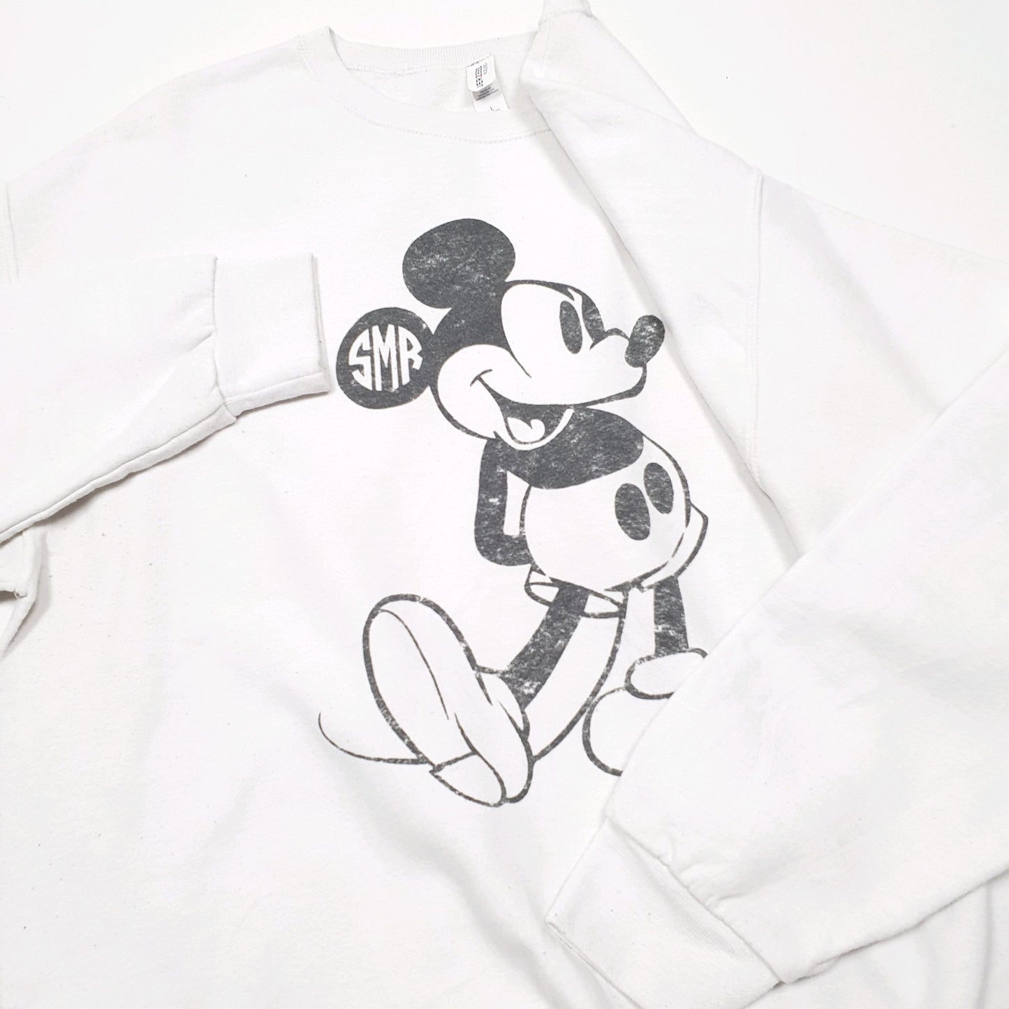 Mens White Jerzees Mickey Mouse Crewneck Jumper
