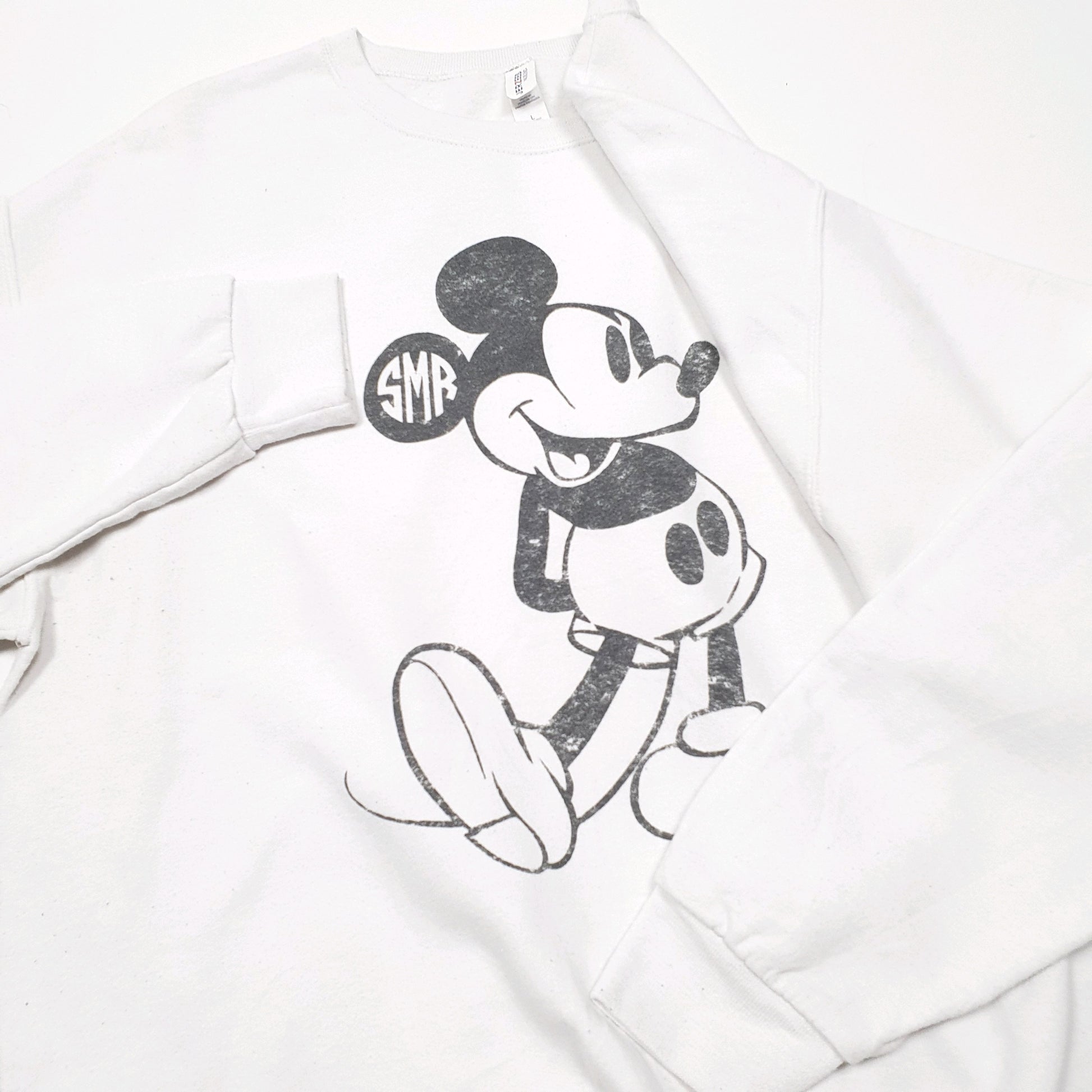 Mens White Jerzees Mickey Mouse Crewneck Jumper
