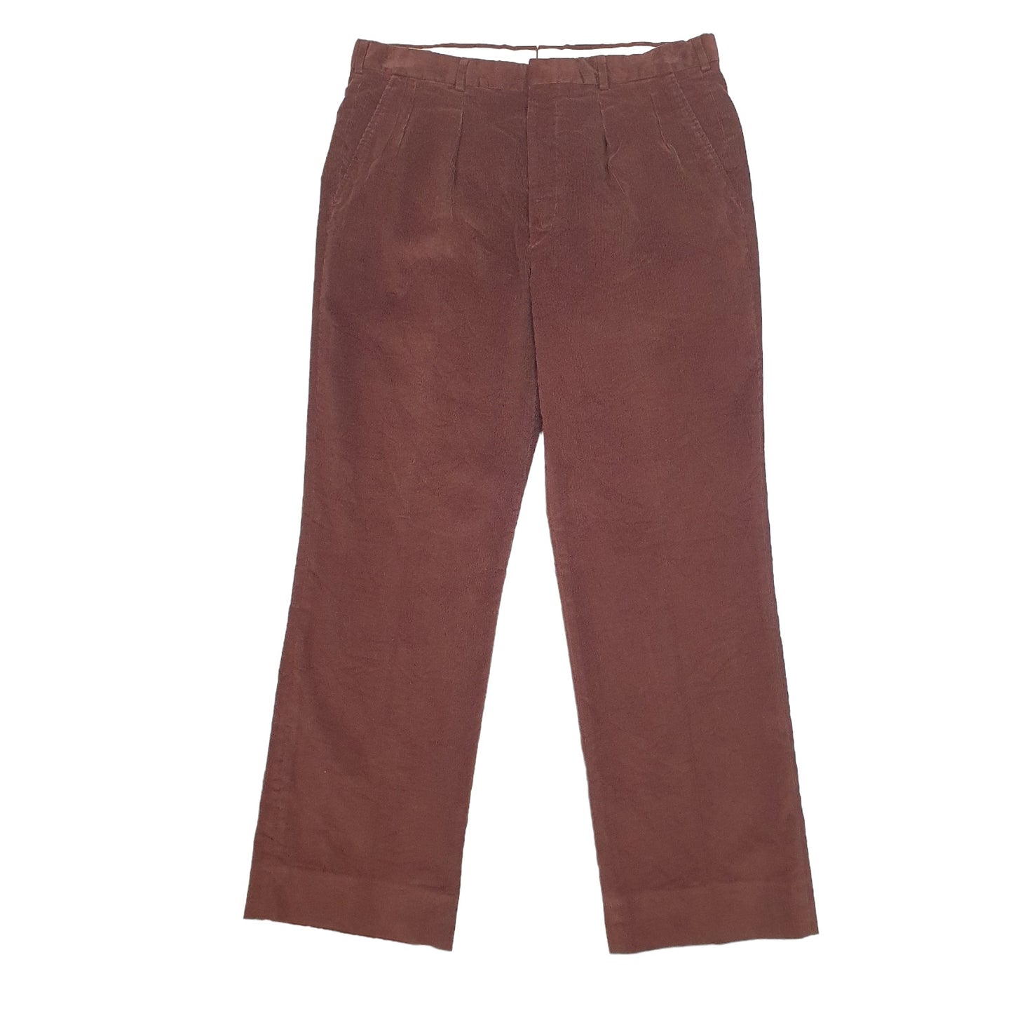 Mens Brown L.L Bean Made In USA Pleated Corduroy Trousers