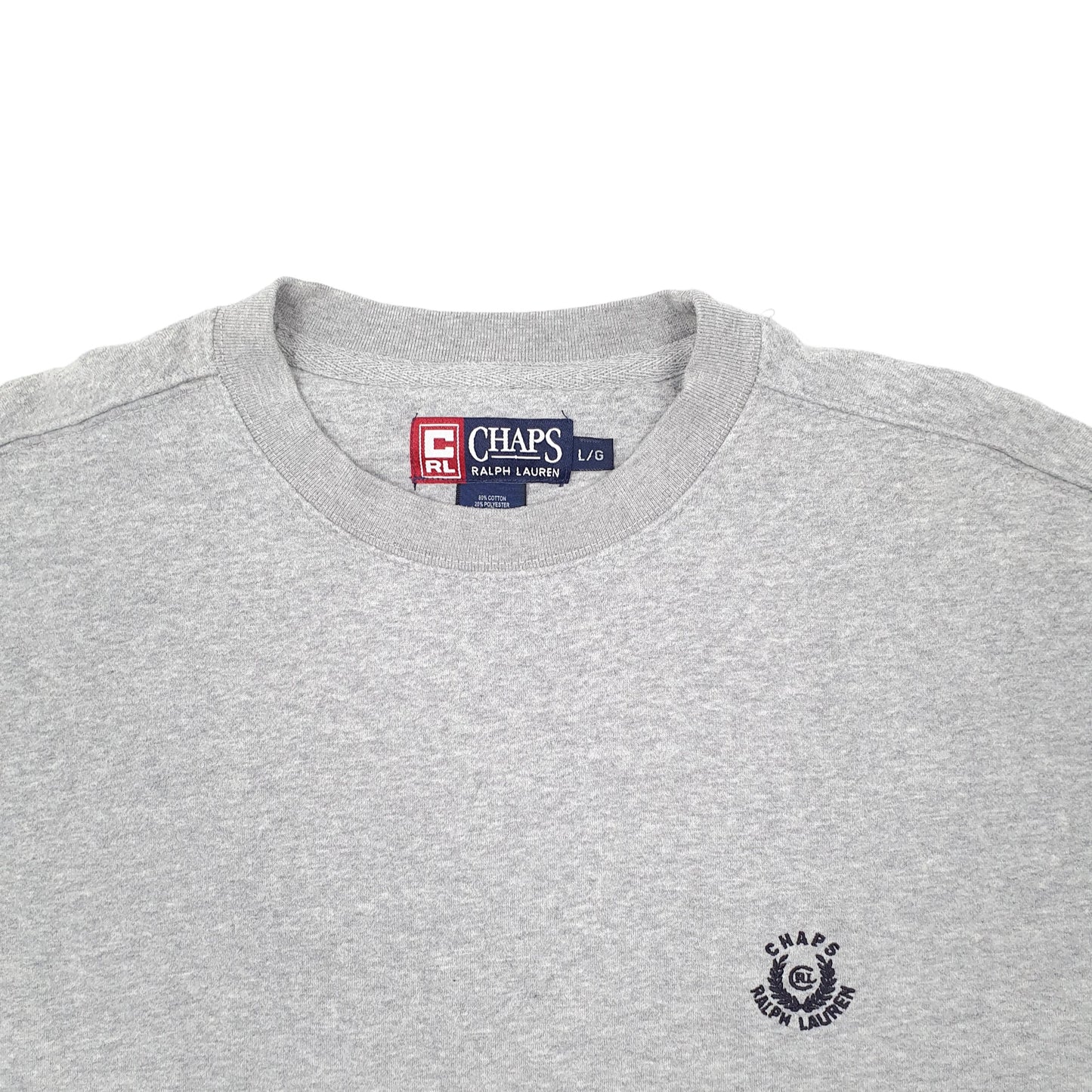 Mens Grey Ralph Lauren Chaps Vintage 1990s Crewneck Jumper