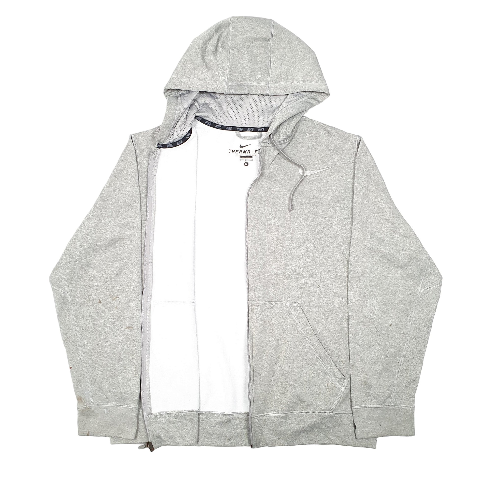 Mens Grey Nike Hoodie Active Therma Fit Gym Workout Full Zip Jumper