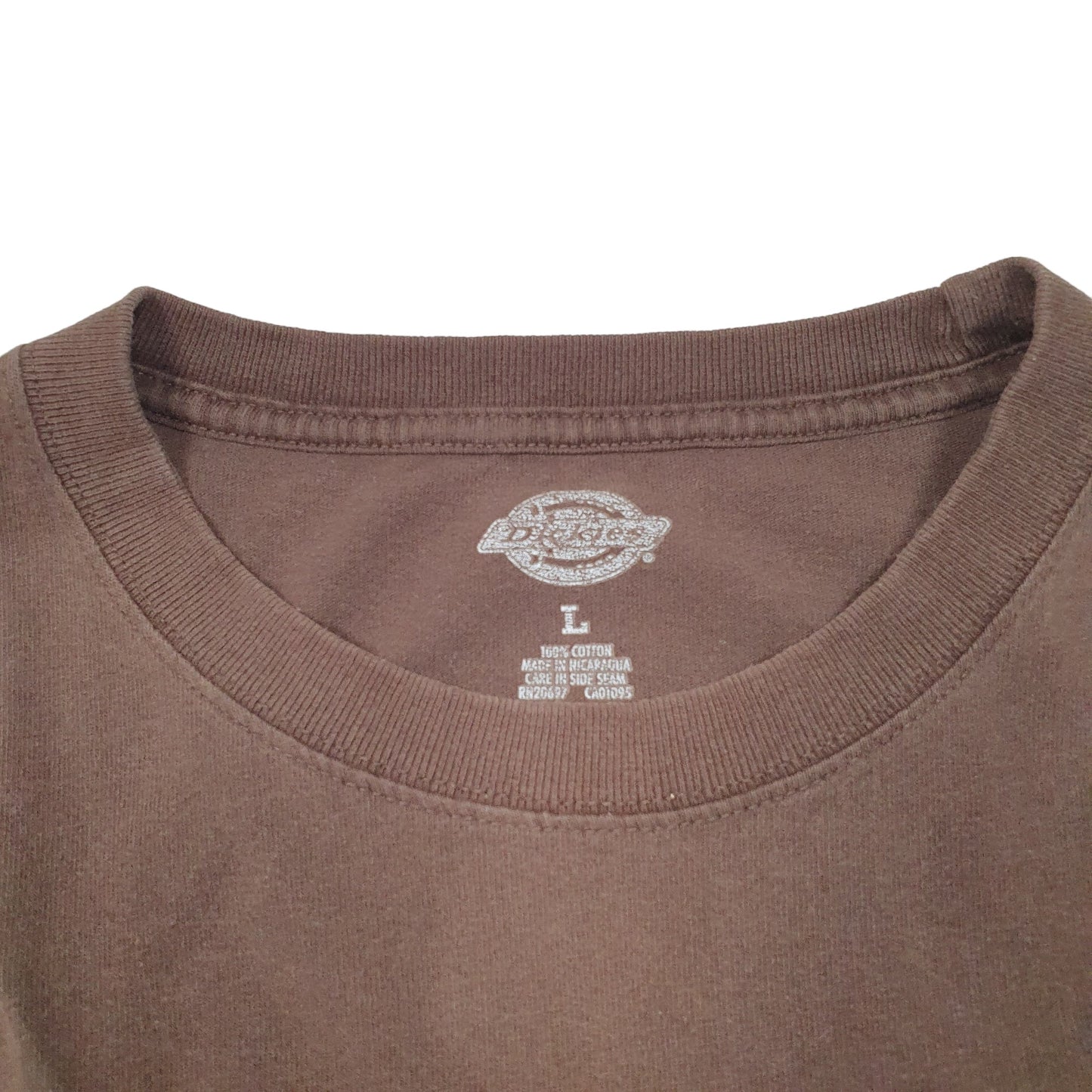 Mens Brown Dickies Pocket Workwear Long Sleeve T Shirt