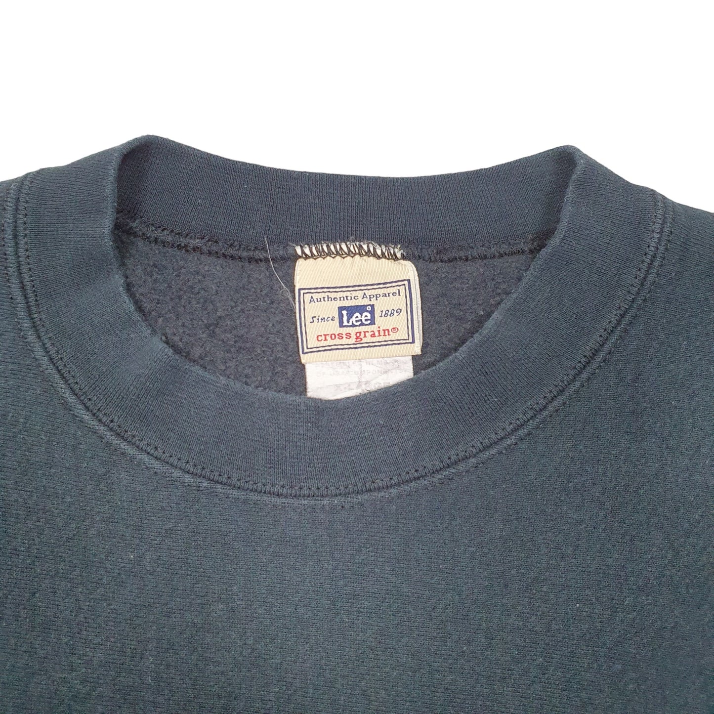 Mens Navy Lee Cross Grain Reverse Weave Construction Crewneck Jumper