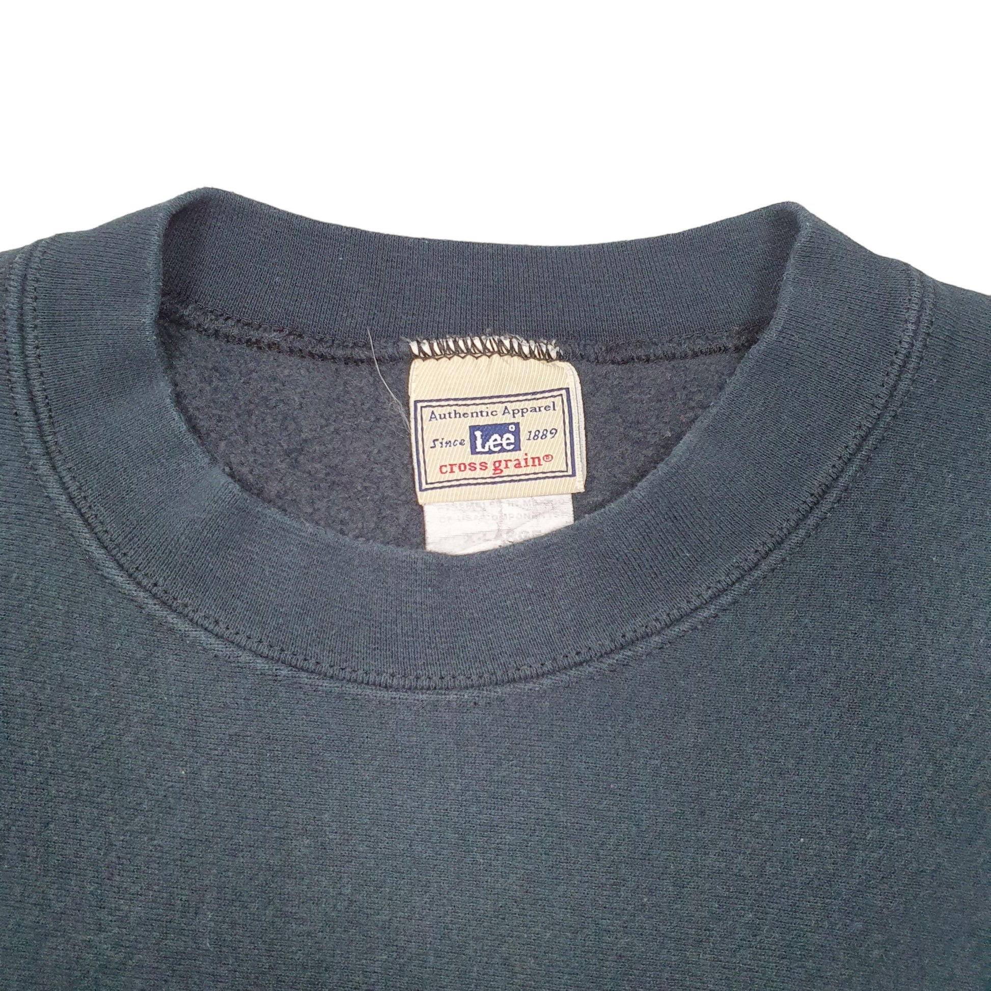 Mens Navy Lee Cross Grain Reverse Weave Construction Crewneck Jumper