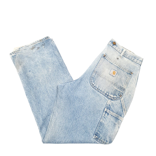 Mens Blue Carhartt Double Knee Riveted Carpenter JeansW32 L30