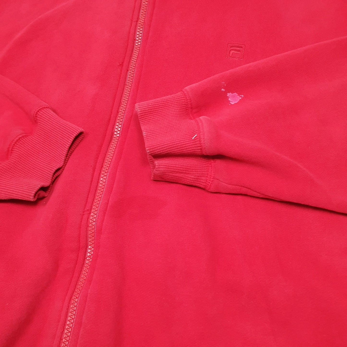 Mens Red Fila Hoodie Full Zip Jumper