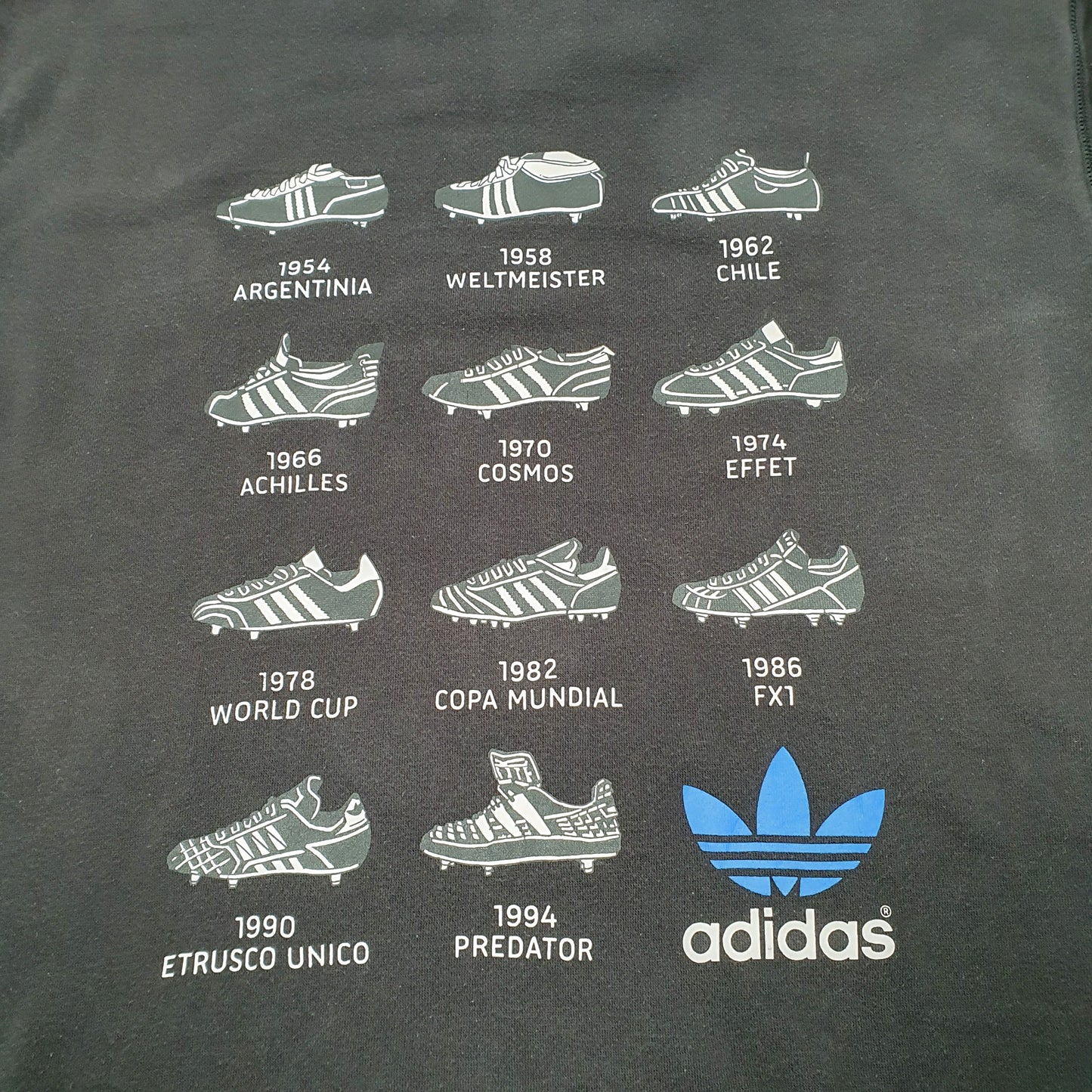 Mens Black Adidas Football Classic Boots History Casuals Hoodie Jumper