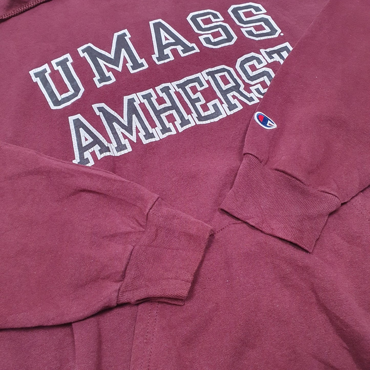 Mens Burgundy Champion UMASS Amherst USA Hoodie Jumper