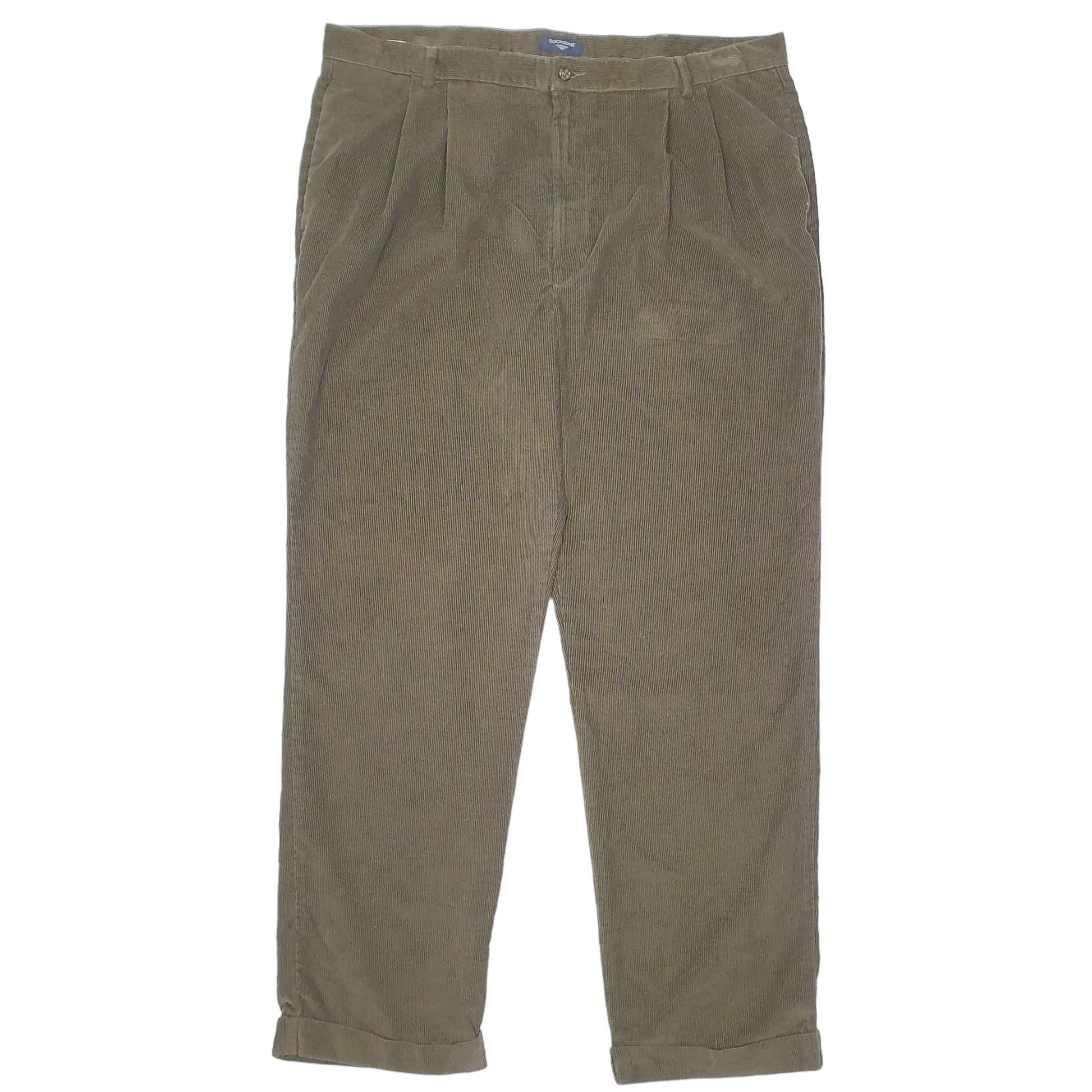 Mens Brown Dockers Double Pleated Corduroy Trousers