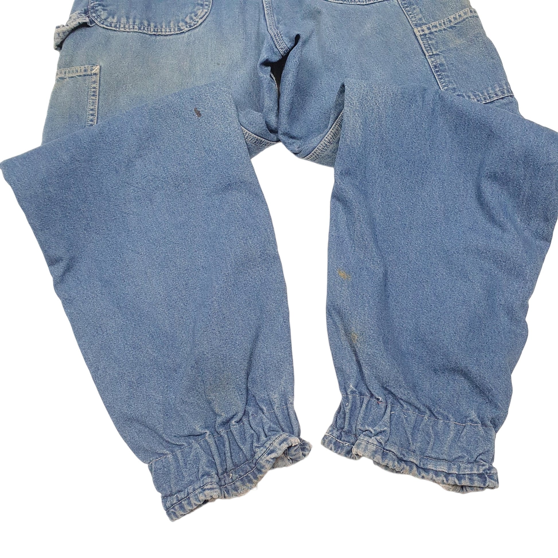 Mens Blue Carhartt Carpenter Made In USA Altered Cotton Lined B14 JeansW34 L32