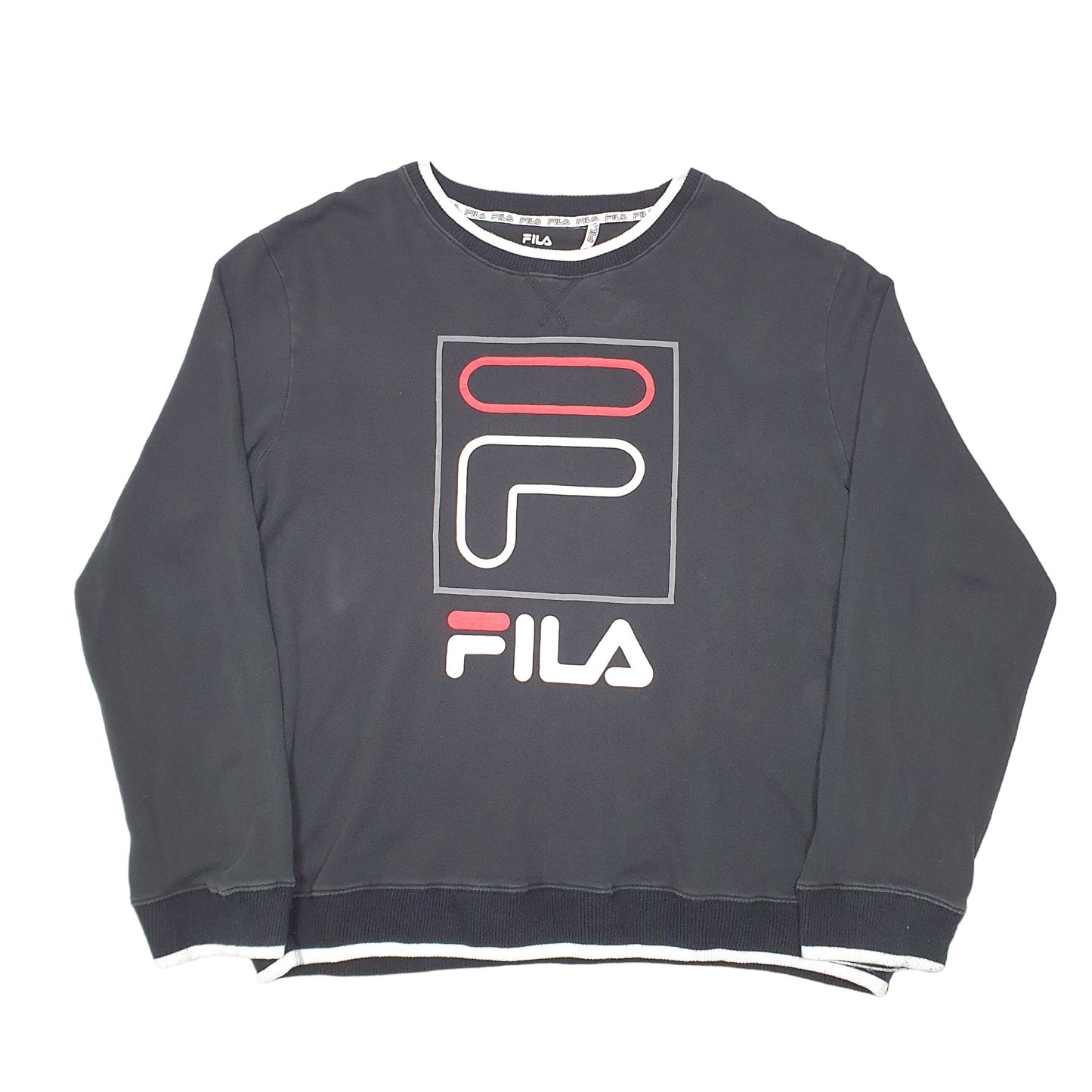 Mens Black Fila  Crewneck Jumper