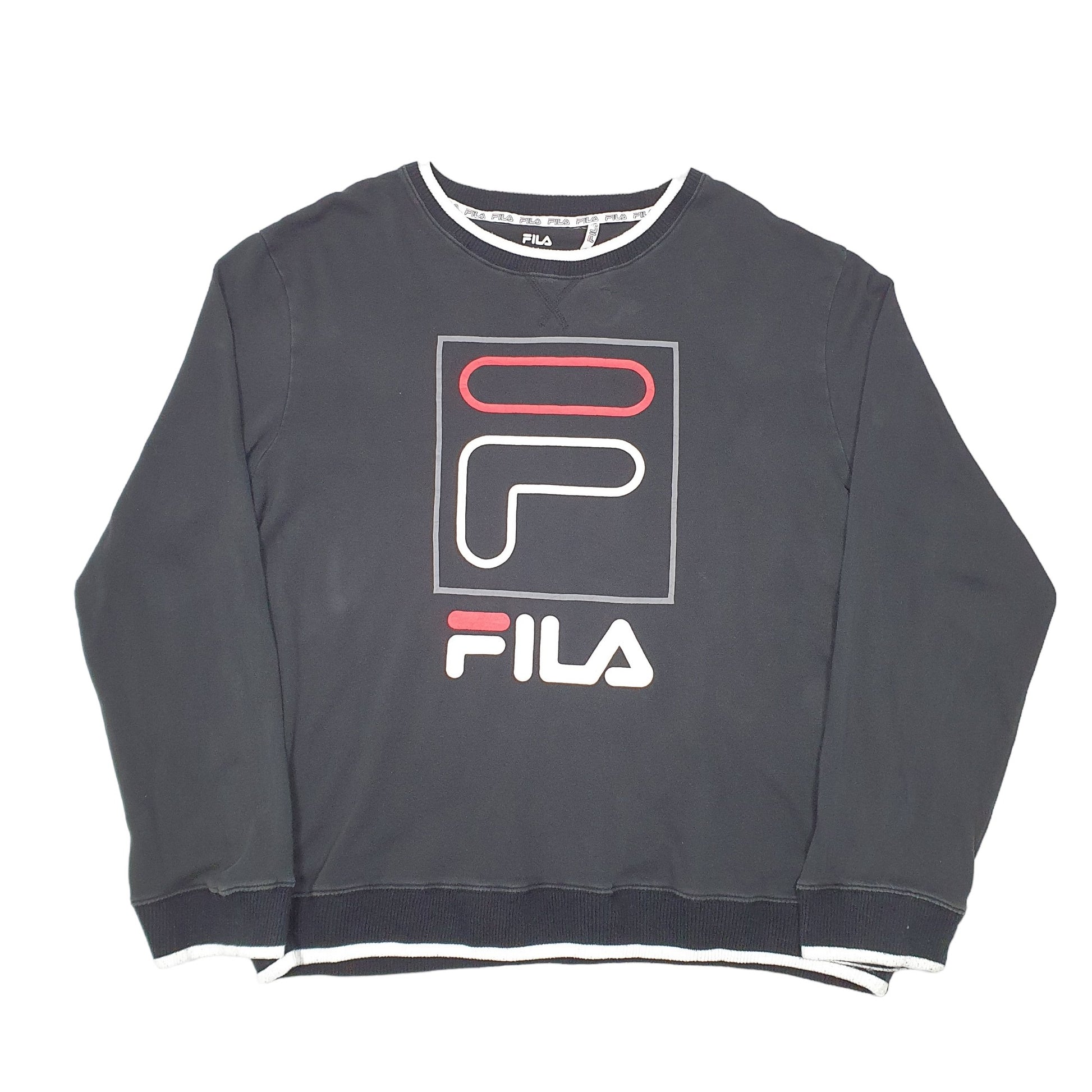Mens Black Fila  Crewneck Jumper