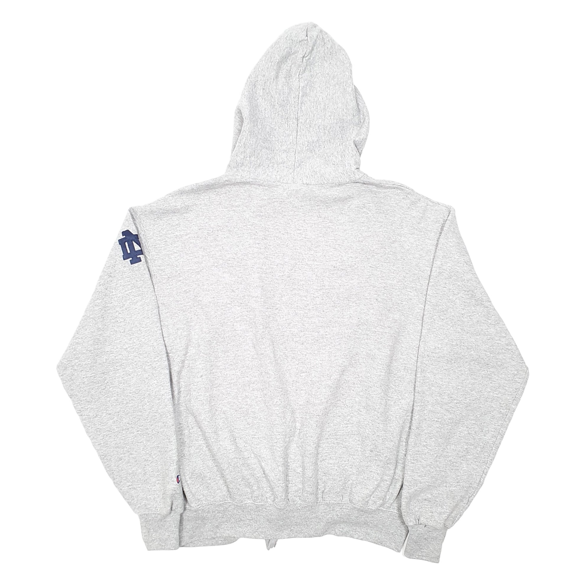 Mens Grey Champion Hoodie Notre Dame College Football Full Zip Jumper