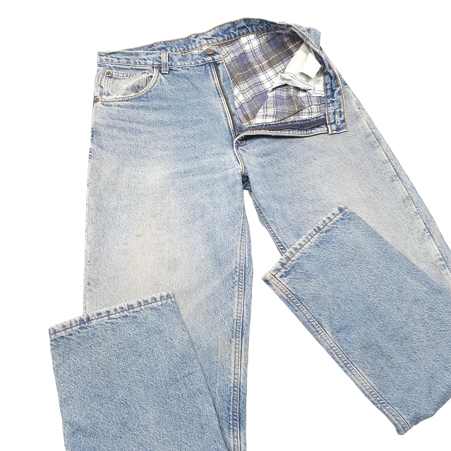 Mens Blue Carhartt Cotton Lined Made In U.S.A B21 JeansW36 L36