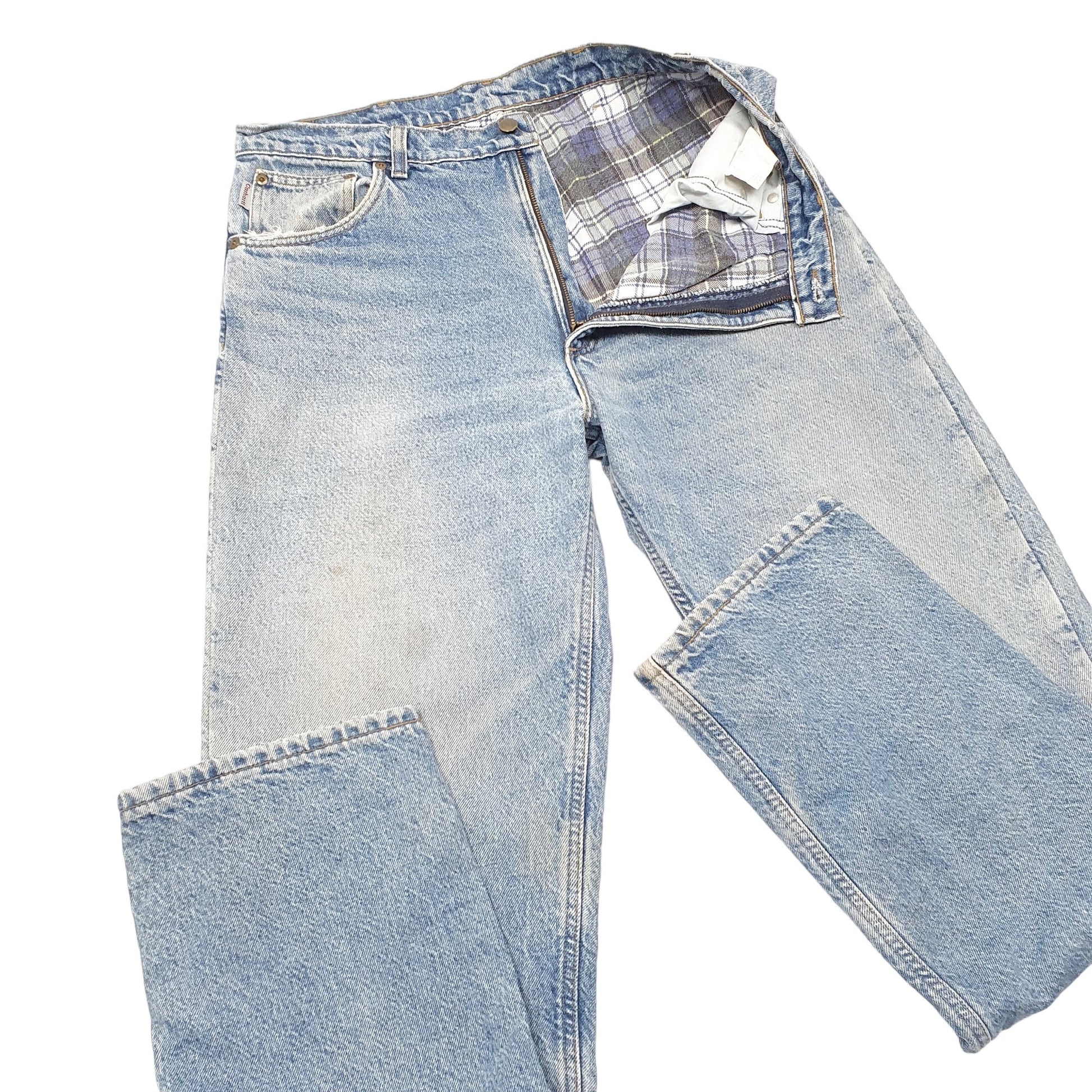 Mens Blue Carhartt Cotton Lined Made In U.S.A B21 JeansW36 L36