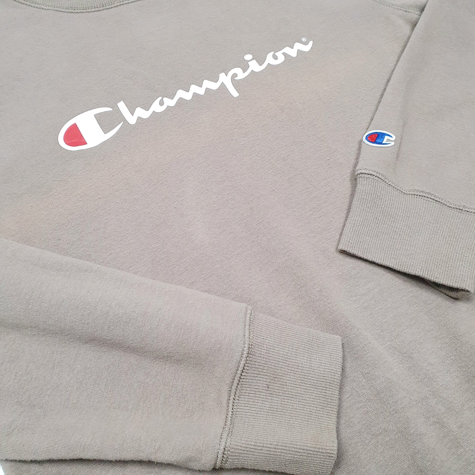 Mens Beige Champion Script Crewneck Jumper