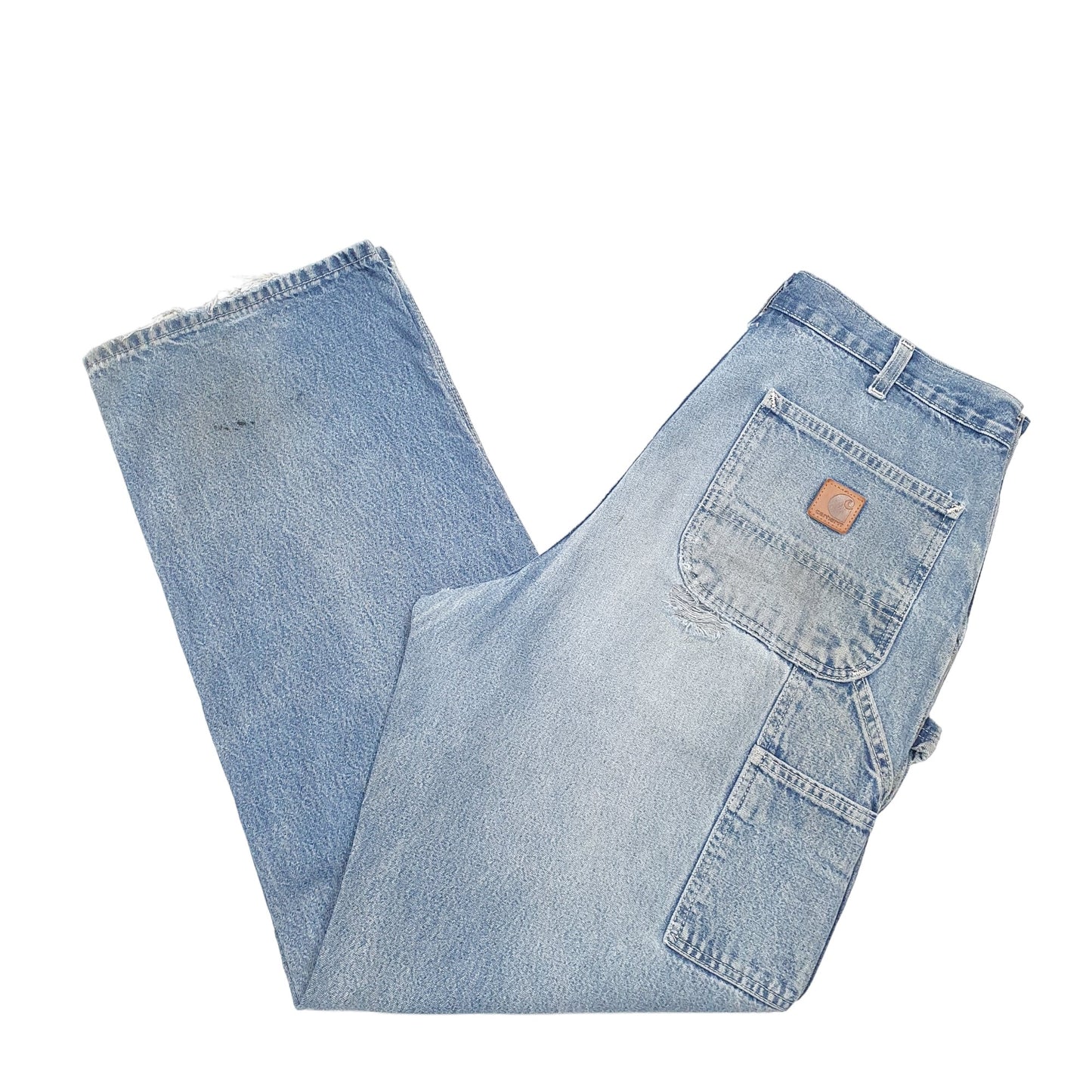 Mens Blue Carhartt Carpenter Dungaree Fit B13 JeansW35 L32