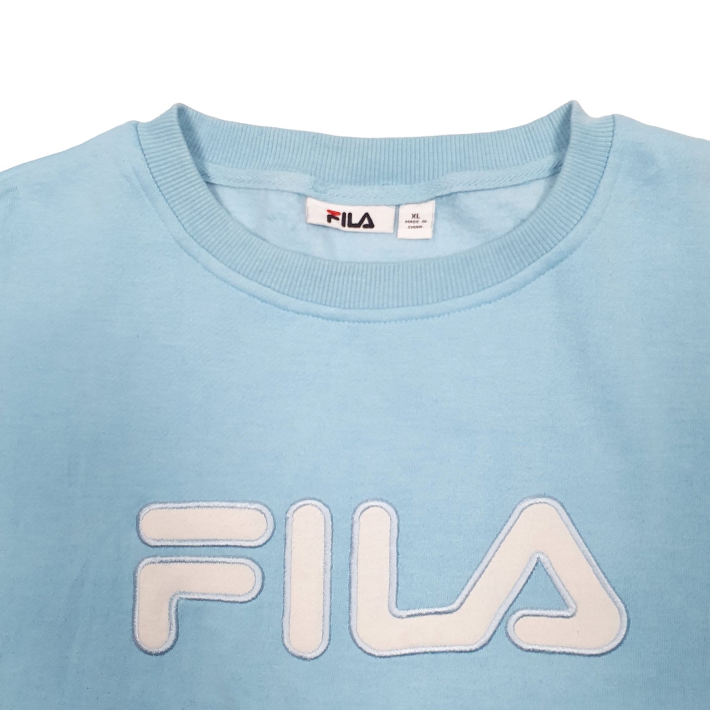 Womens Blue Fila Spellout Crewneck Jumper