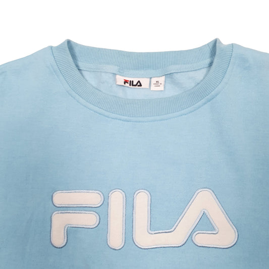Womens Blue Fila Spellout Crewneck Jumper