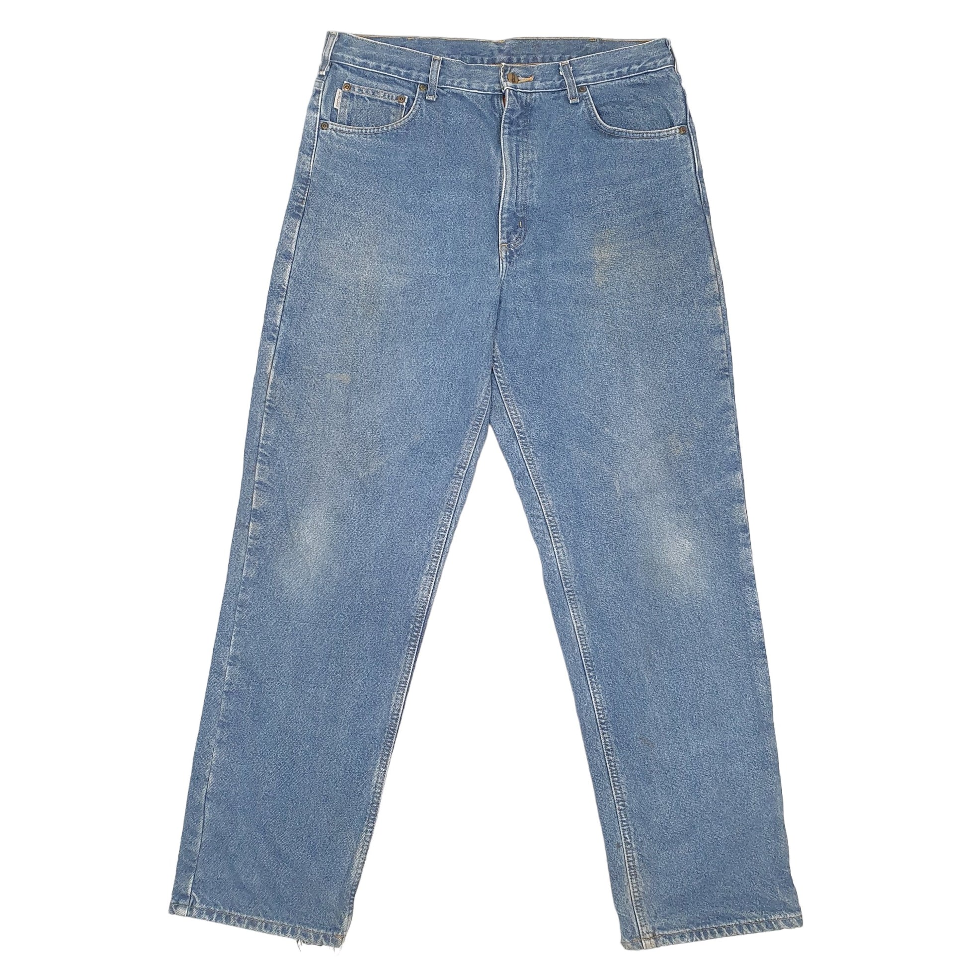 Mens Blue Carhartt Cotton Lined Insulated B172 JeansW36 L34