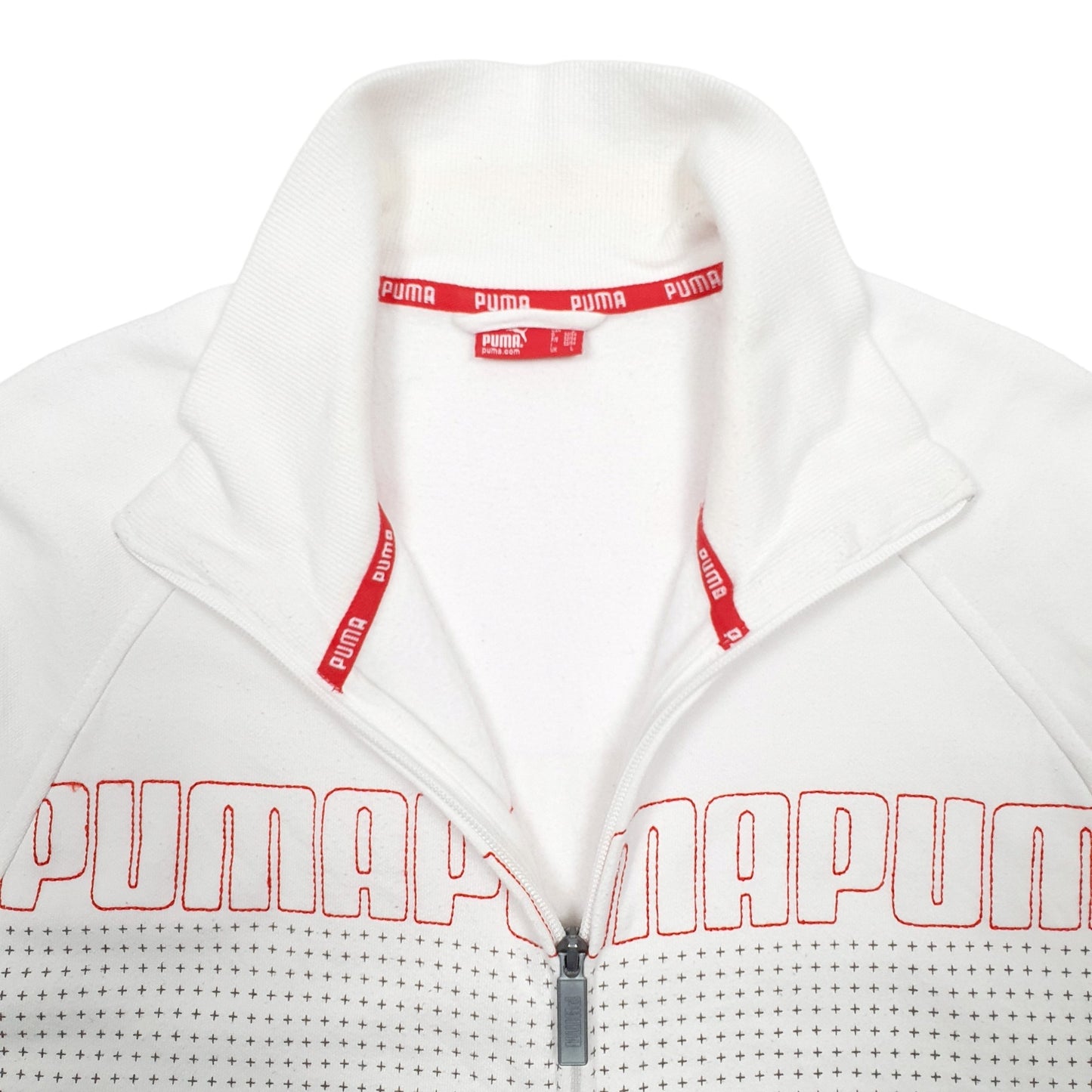 Mens White Puma  Full Zip Jumper