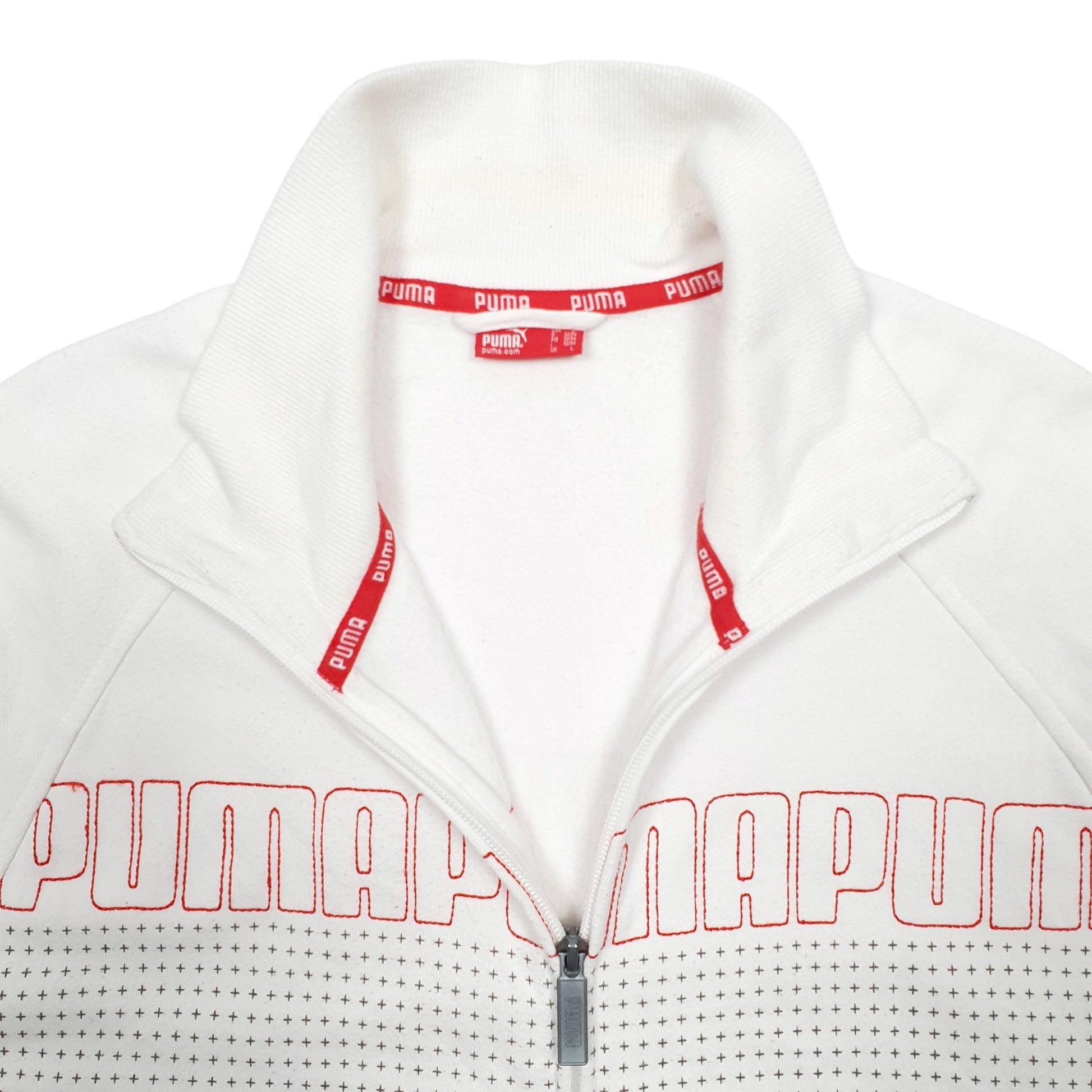 Mens White Puma  Full Zip Jumper