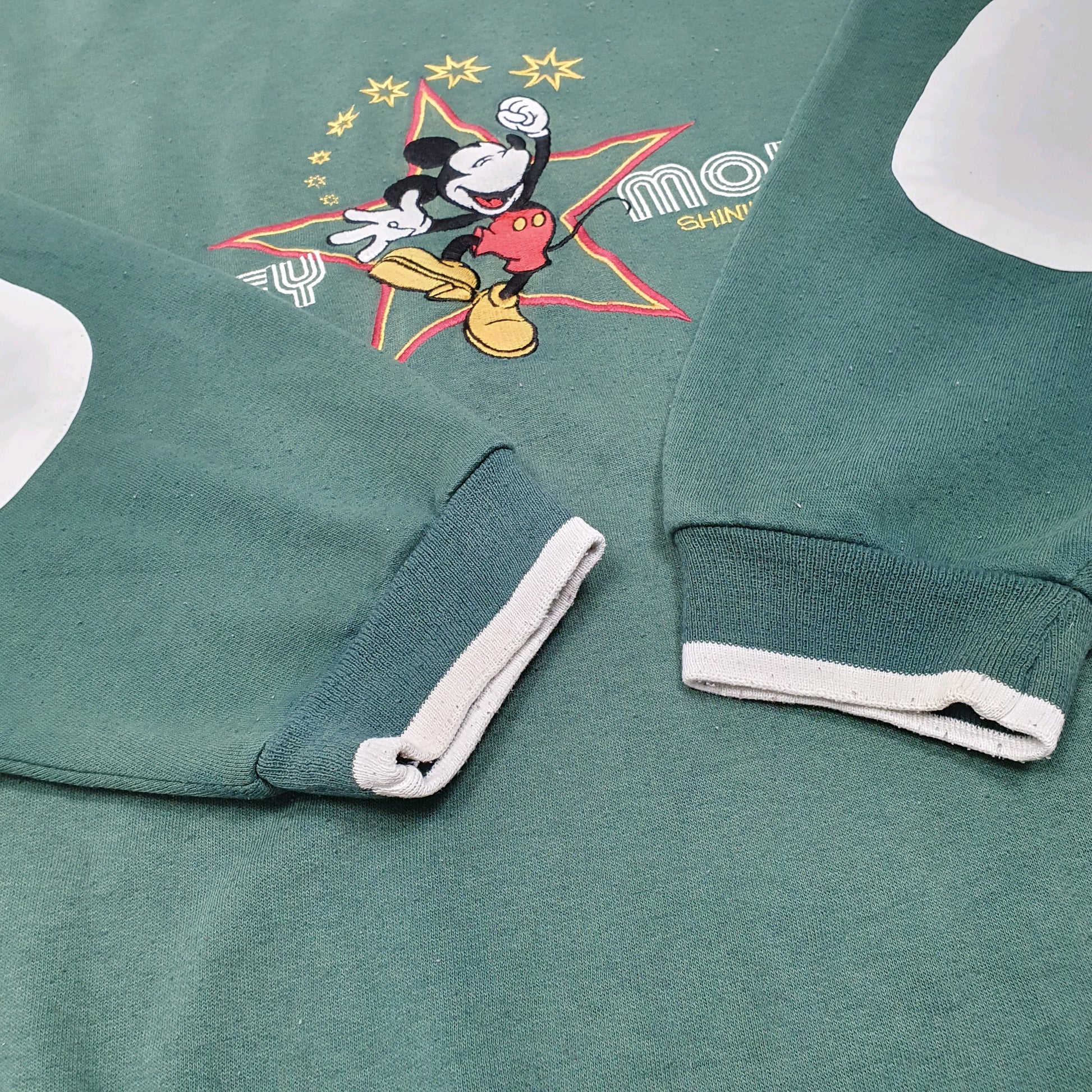 Mens Green Disney Mickey Mouse Shining Star Crewneck Jumper