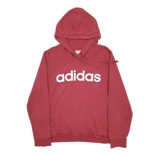 Womens Red Adidas Spellout Hoodie Jumper